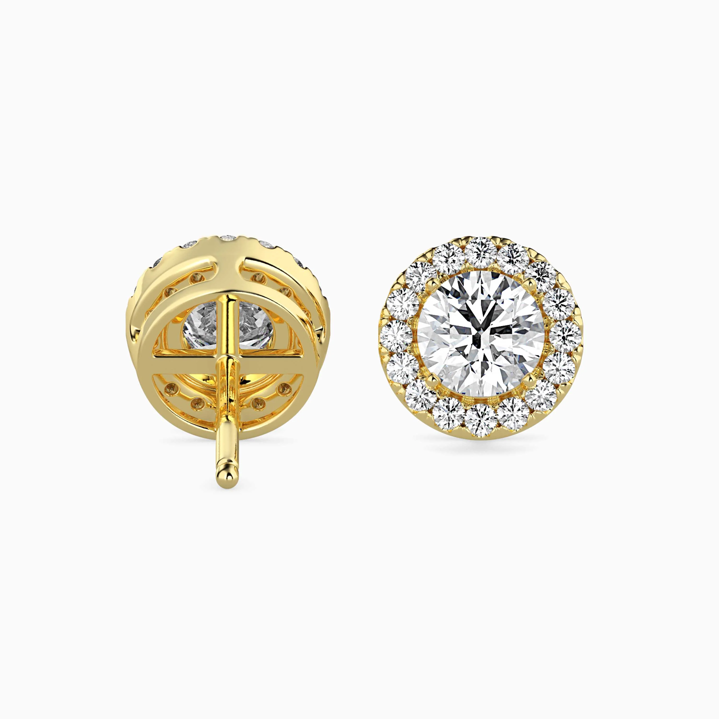 0.5 CT Solitaire Halo Gold Earrings with Lab-Grown Diamonds - Image 4