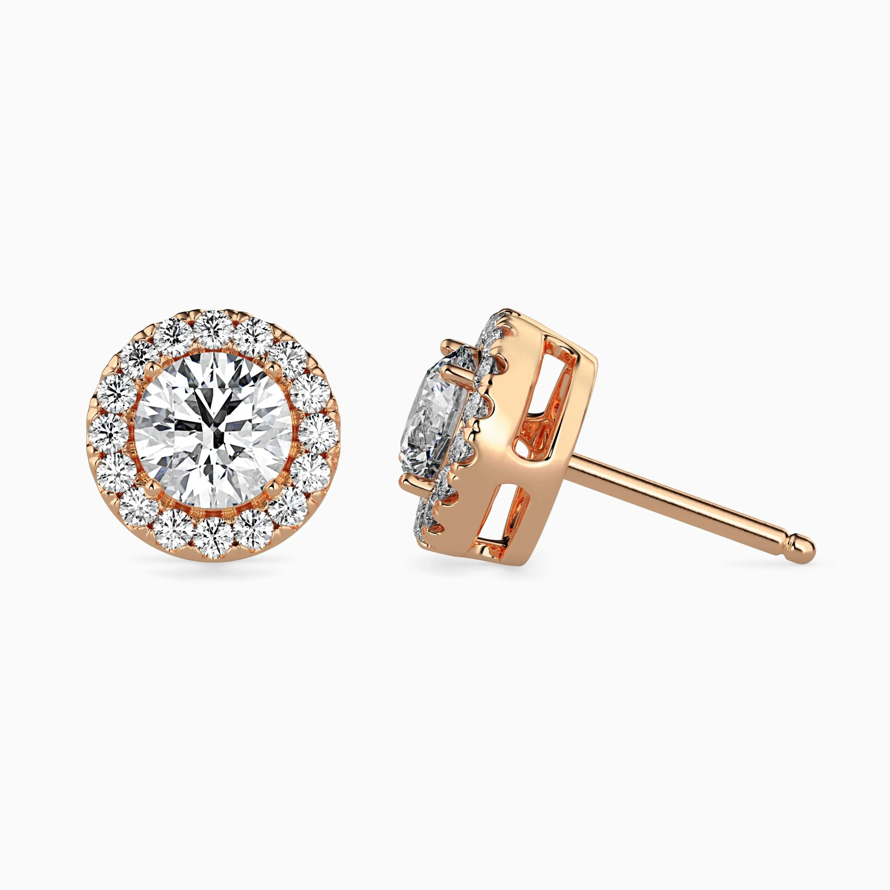 0.5 CT Solitaire Halo Gold Earrings with Lab-Grown Diamonds - Image 5