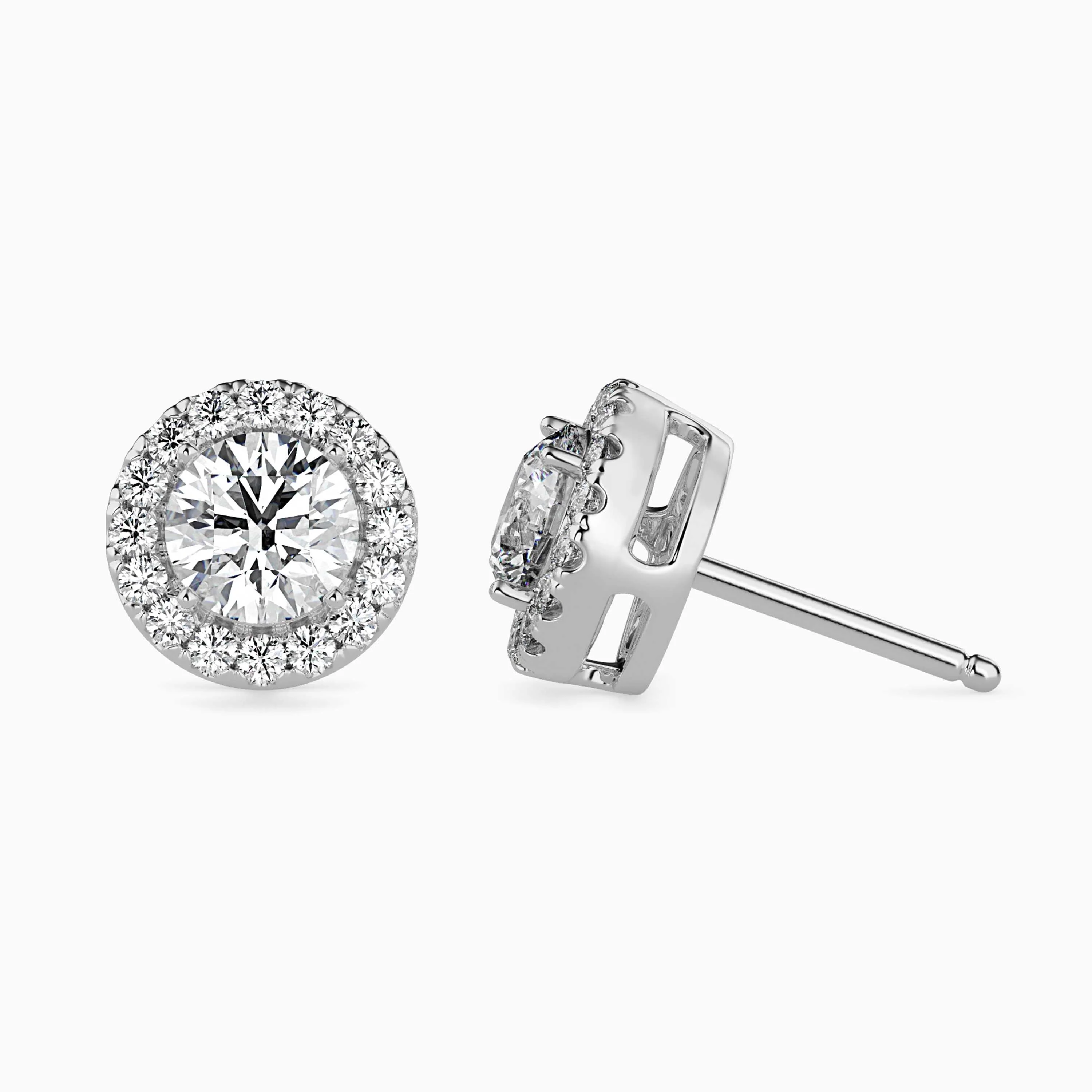0.5 CT Solitaire Halo Gold Earrings with Lab-Grown Diamonds - Image 9