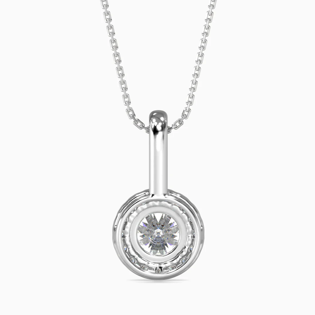 2 CT Solitaire Halo Gold Pendant with Lab-Grown Diamonds without Chain - Image 12