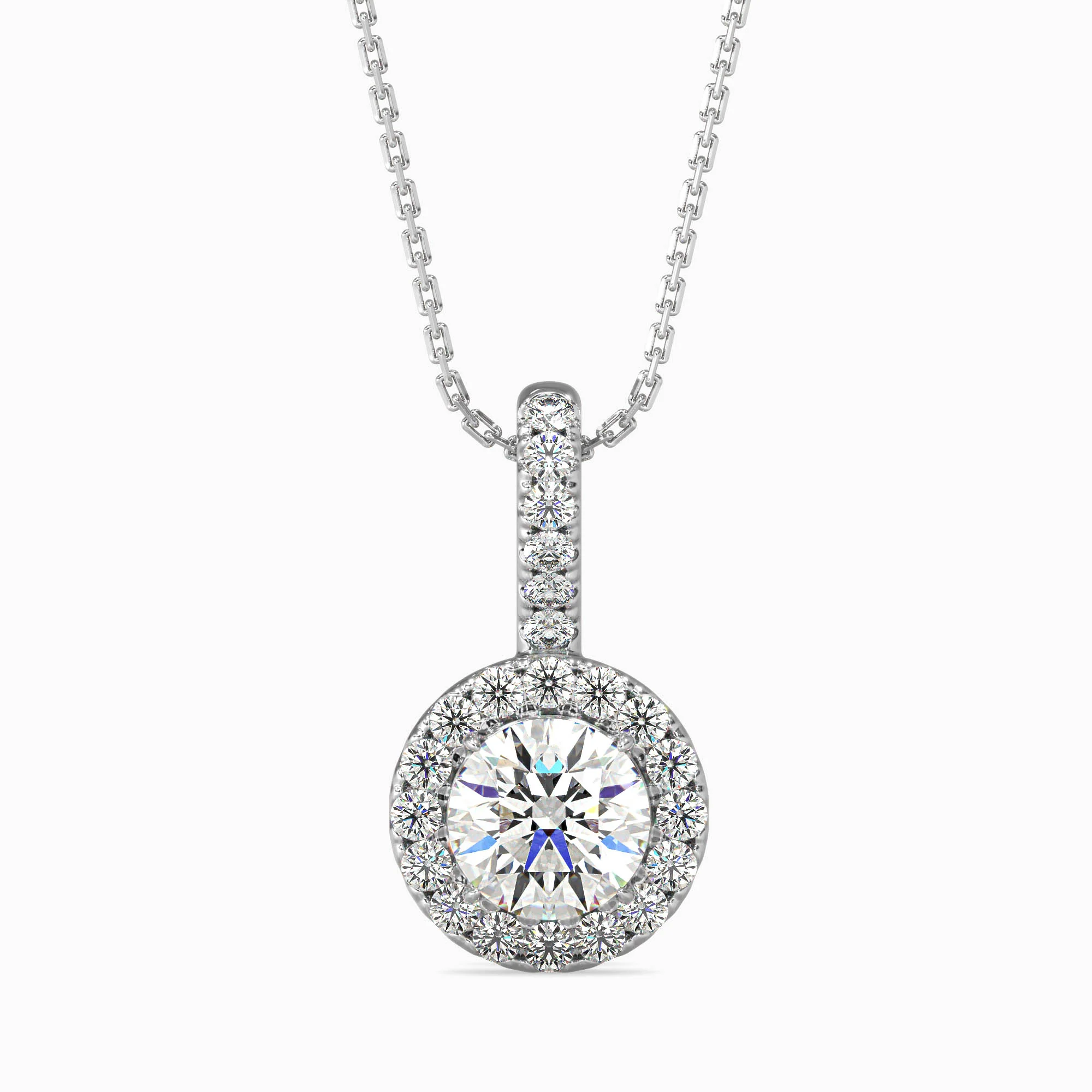 2 CT Solitaire Halo Gold Pendant with Lab-Grown Diamonds without Chain - Image 9