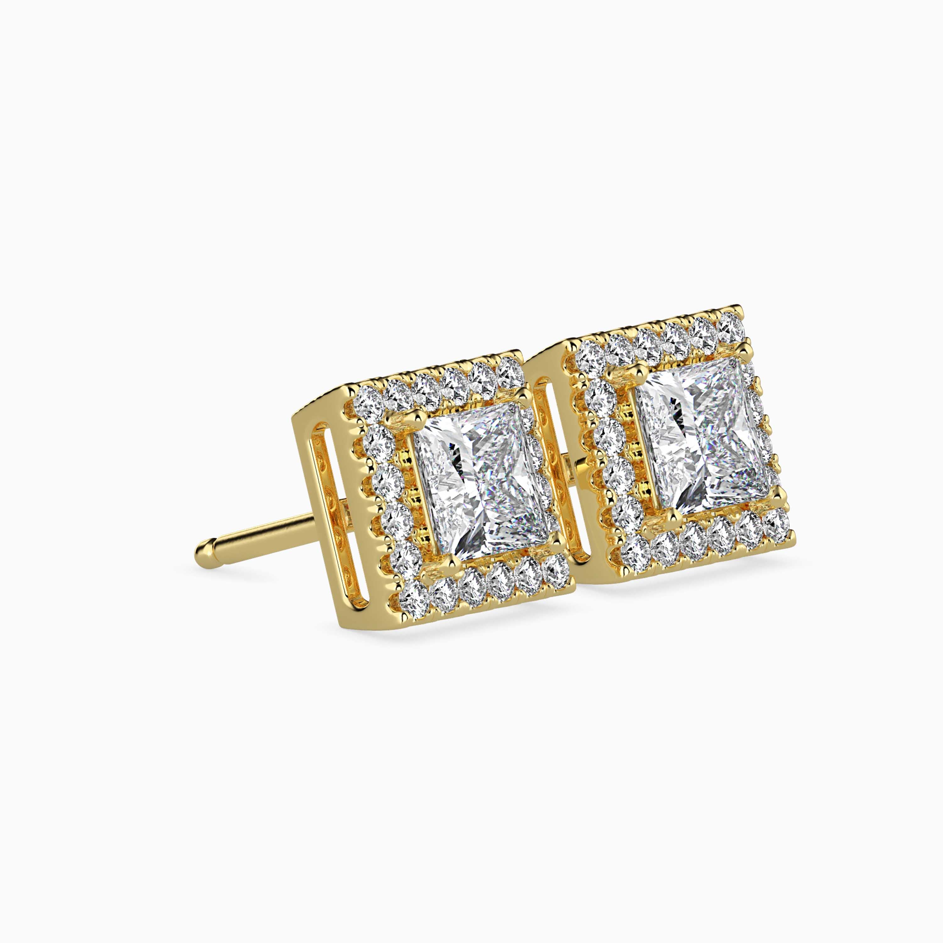 0.5 CT Square Halo Gold Earring with Lab-Grown Diamonds - Image 3