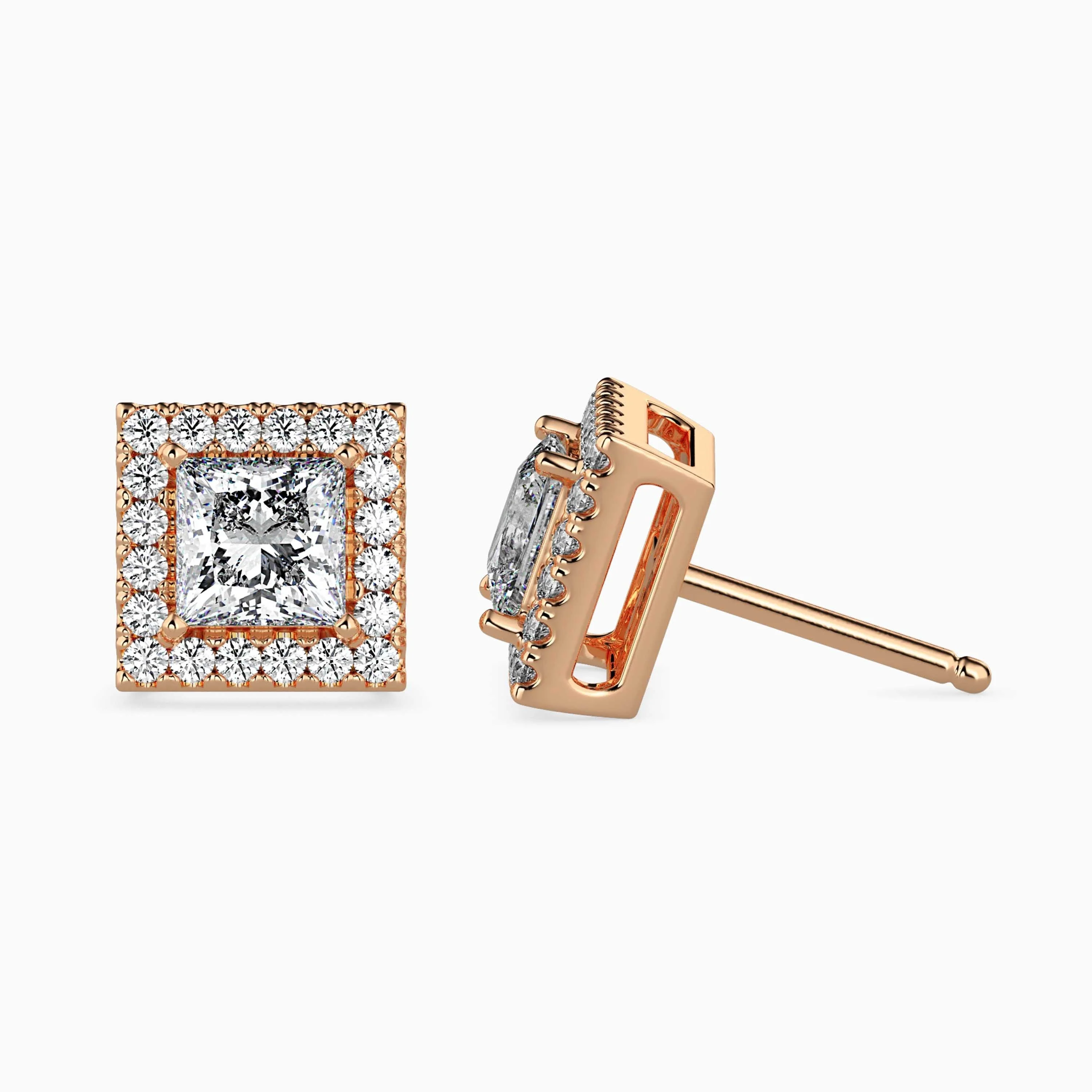 0.5 CT Square Halo Gold Earring with Lab-Grown Diamonds - Image 5