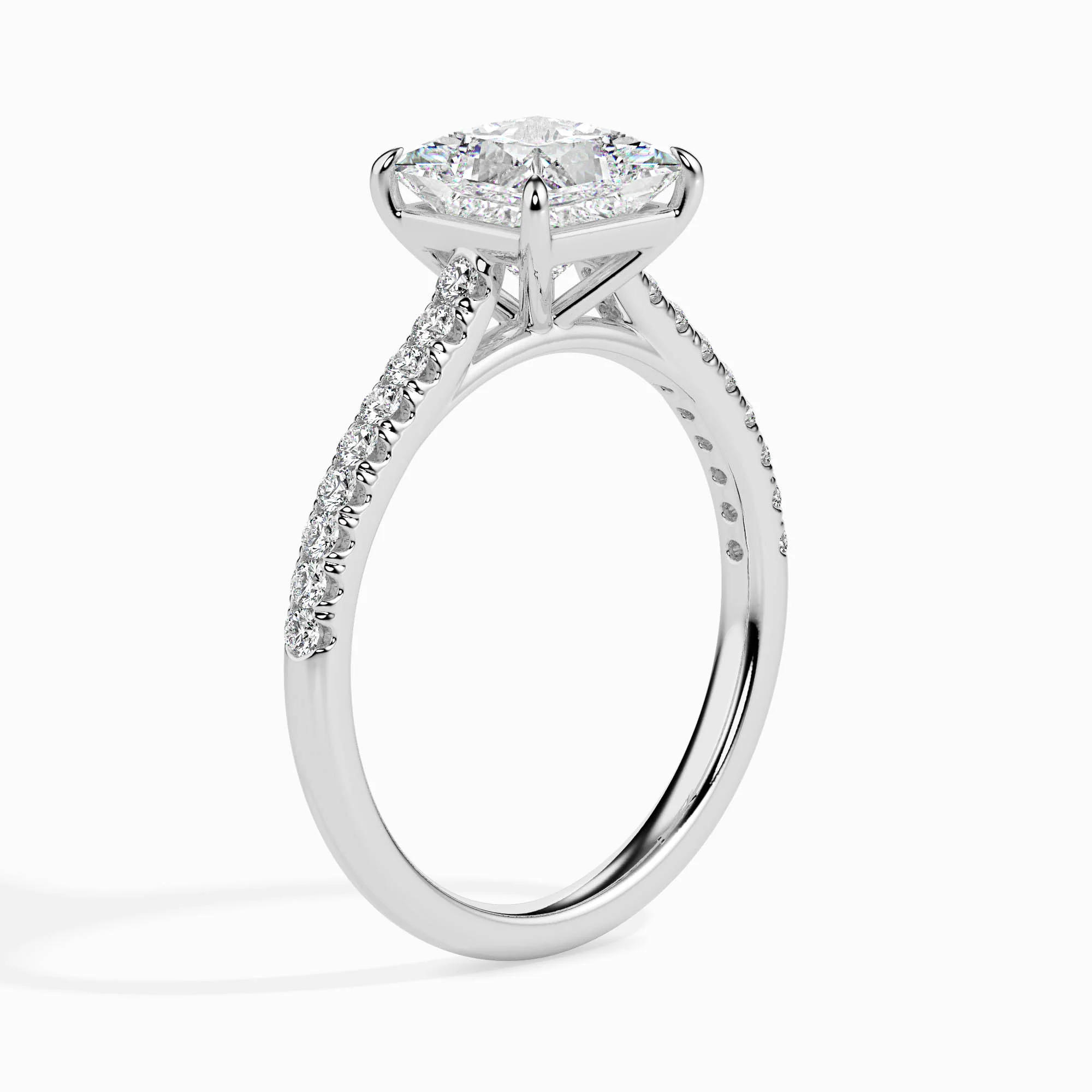 3 CT Square Solitaire Band Gold Ring with Lab-Grown Diamonds - Image 11