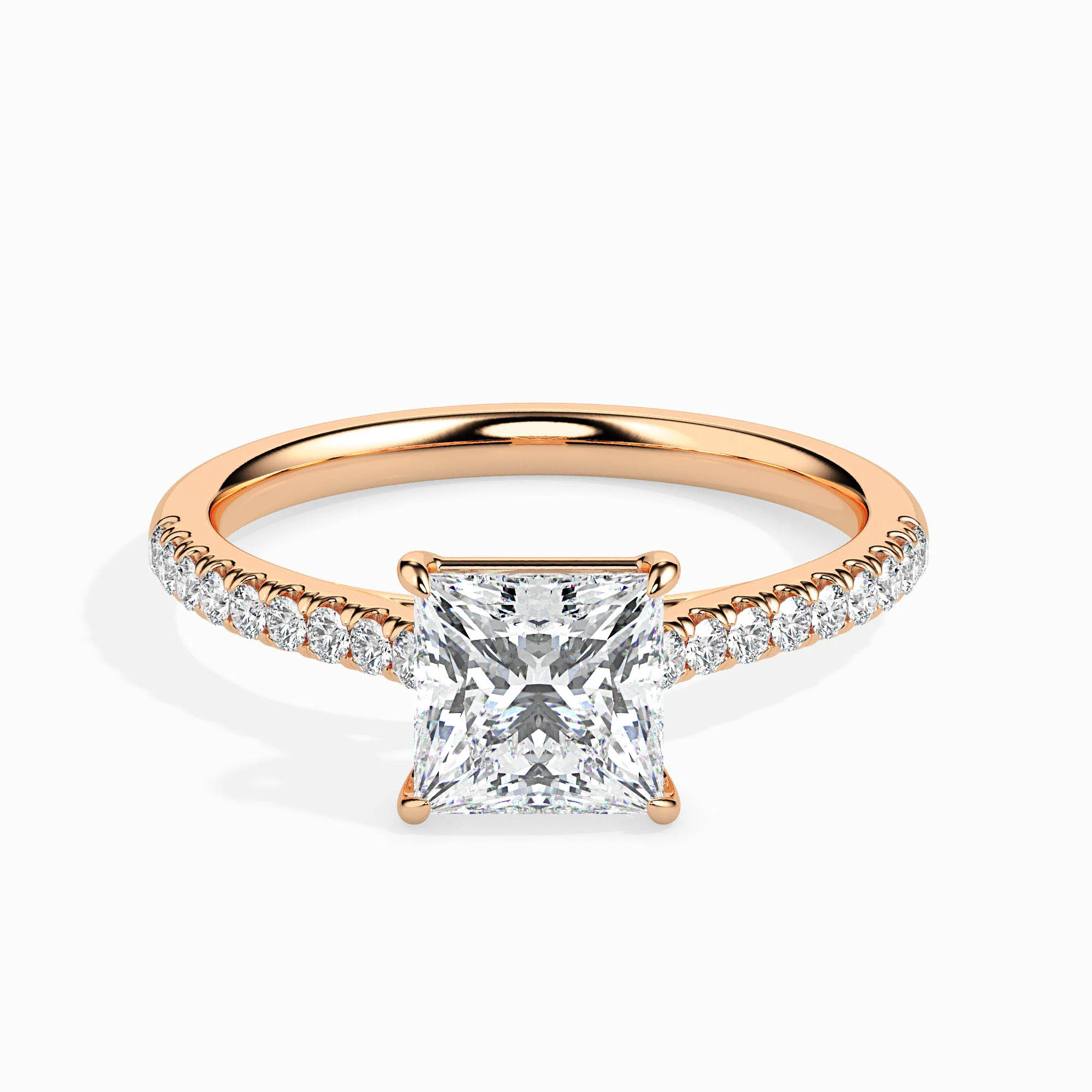 3 CT Square Solitaire Band Gold Ring with Lab-Grown Diamonds - Image 5