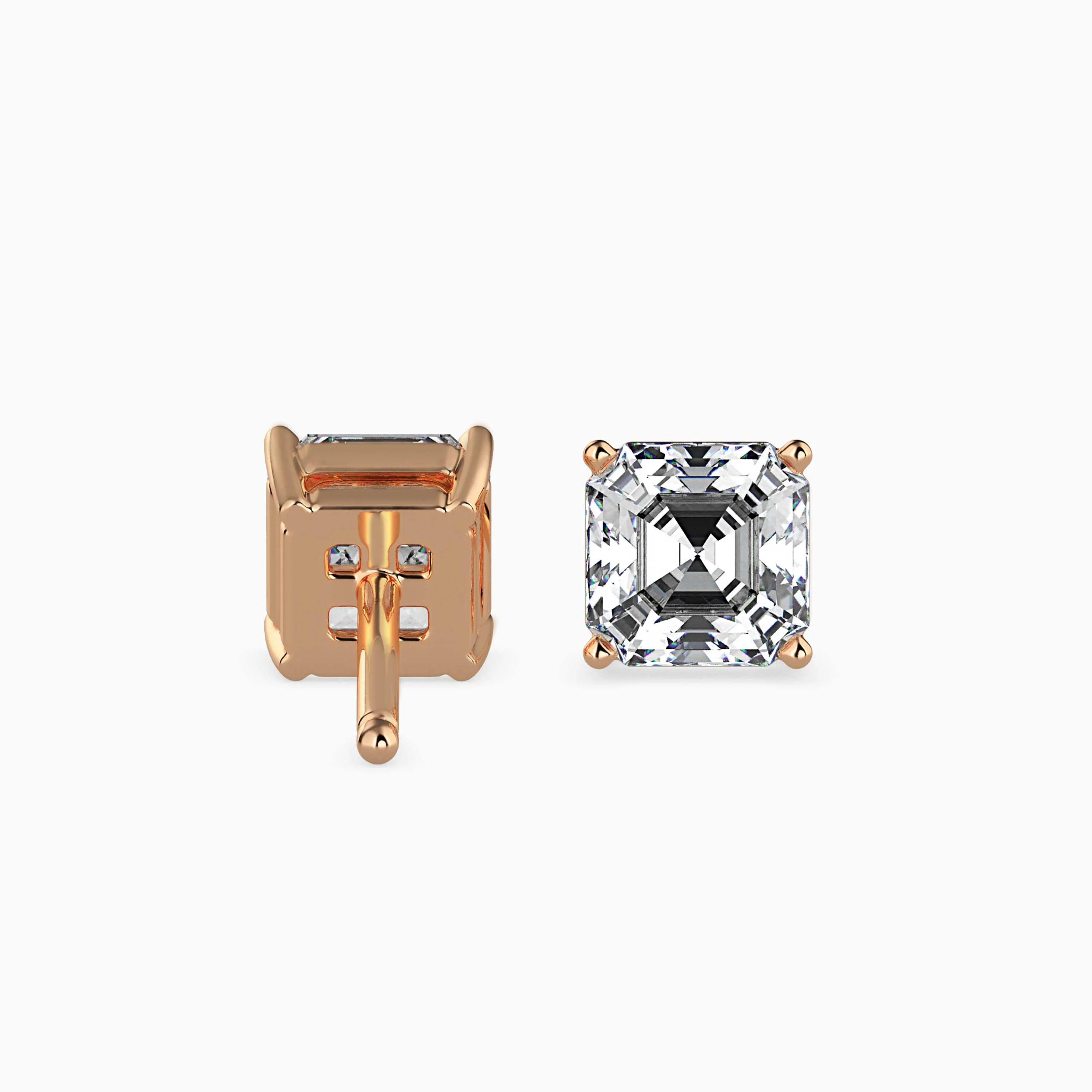 0.5 CT Square Solitaire Gold Lab-Grown Diamond Earrings - Image 8