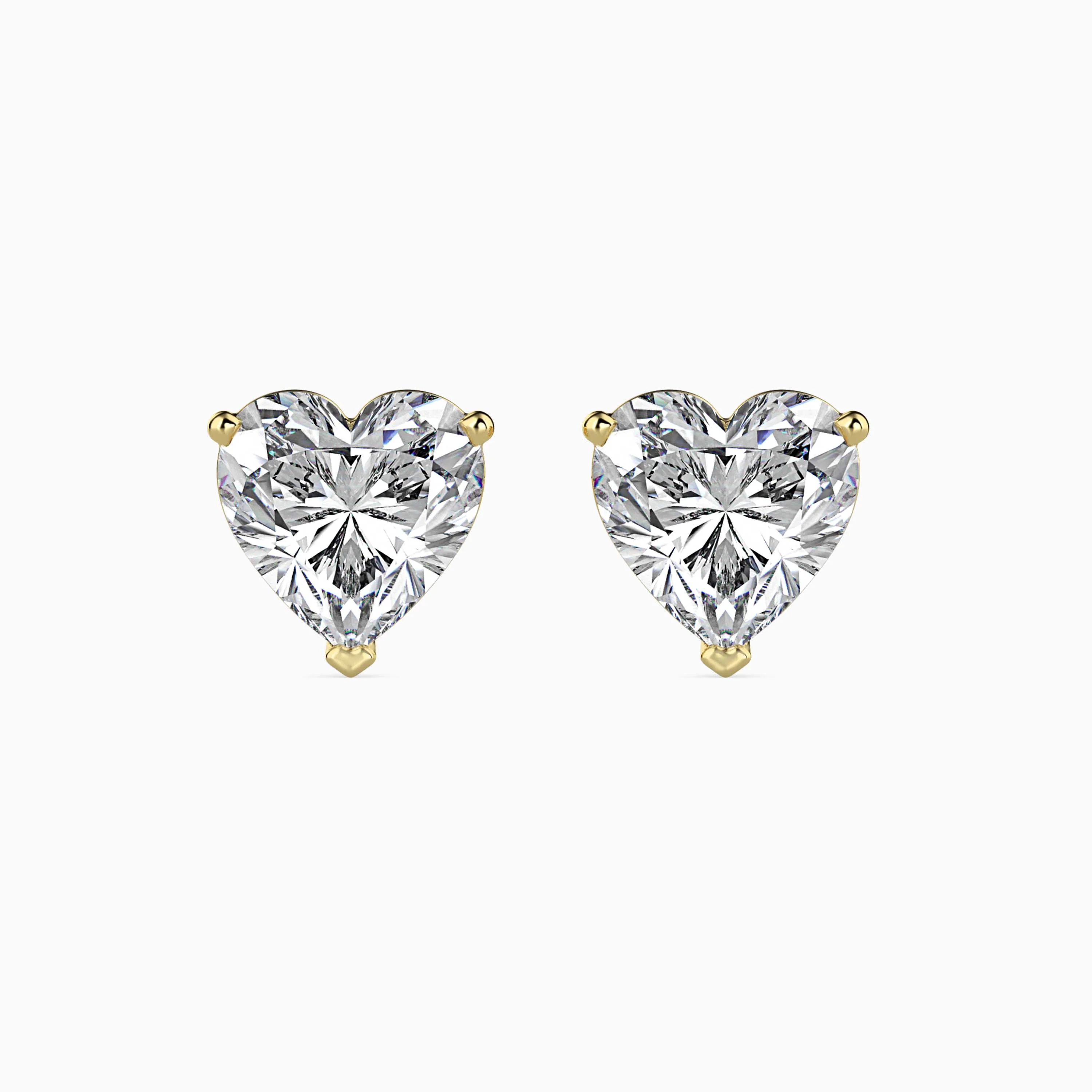 1 CT Heart Solitaire Gold Stud Earring - Image 2