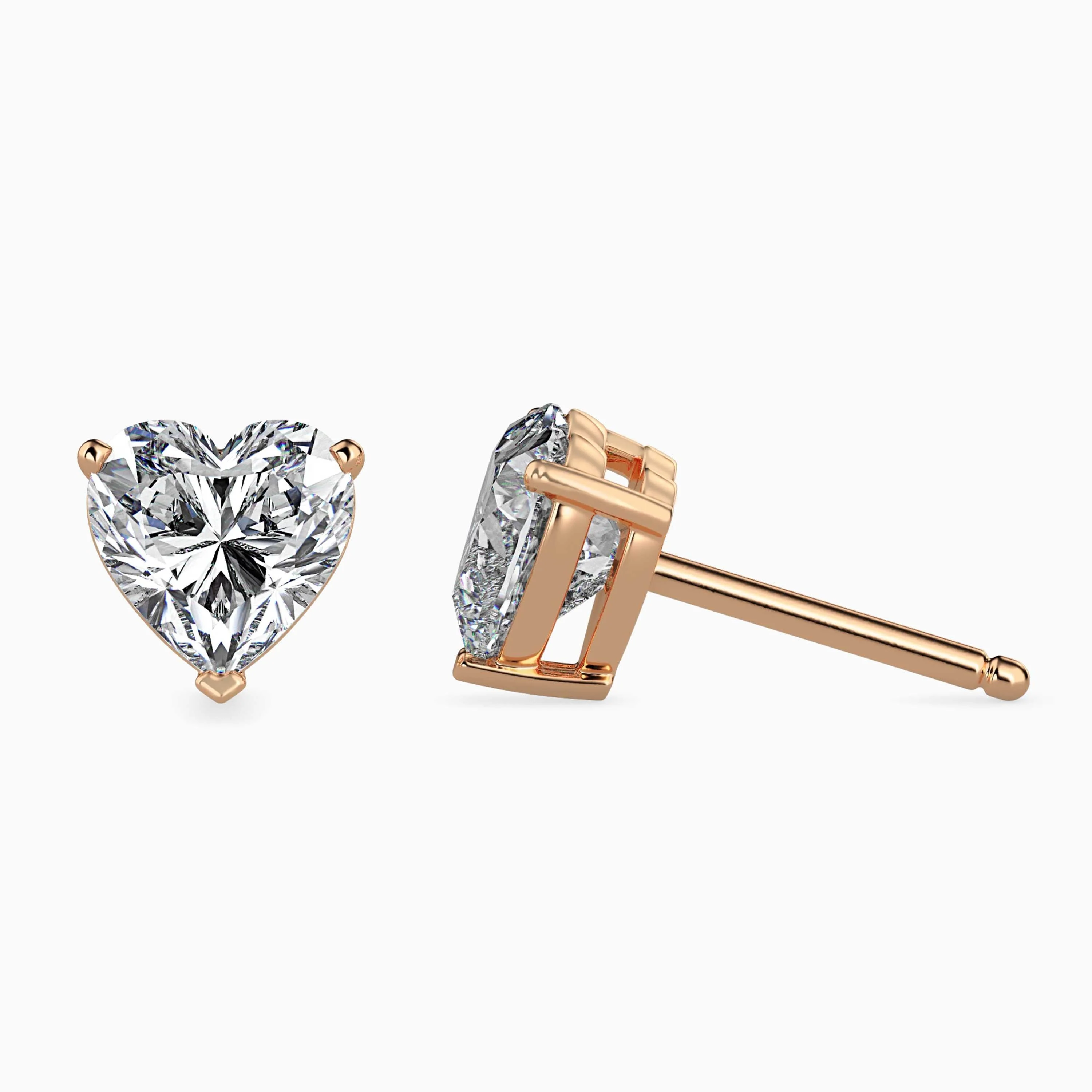 1 CT Heart Solitaire Gold Stud Earring - Image 5