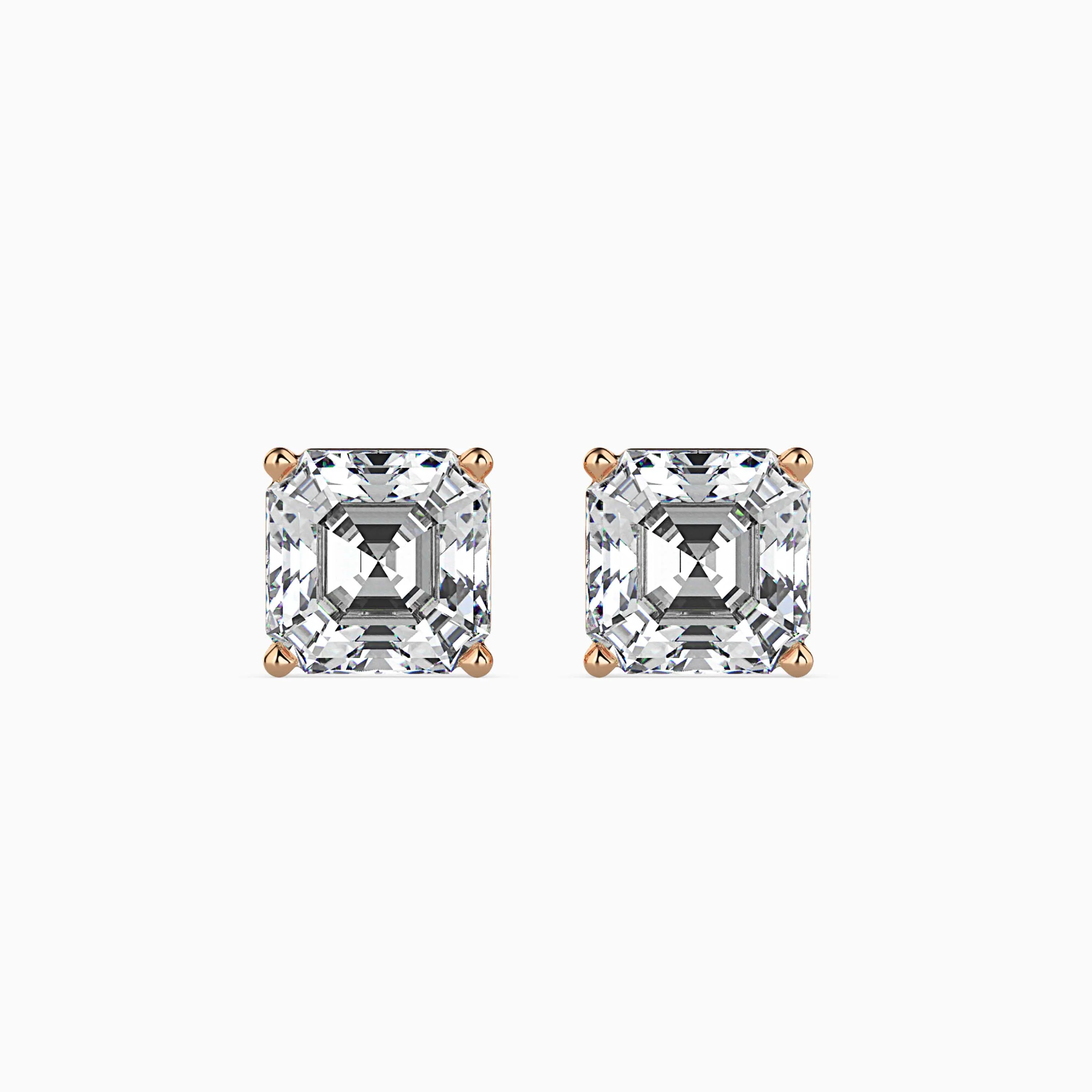 2 CT Square Solitaire Gold Earring with Lab-Grown Diamond - Image 6