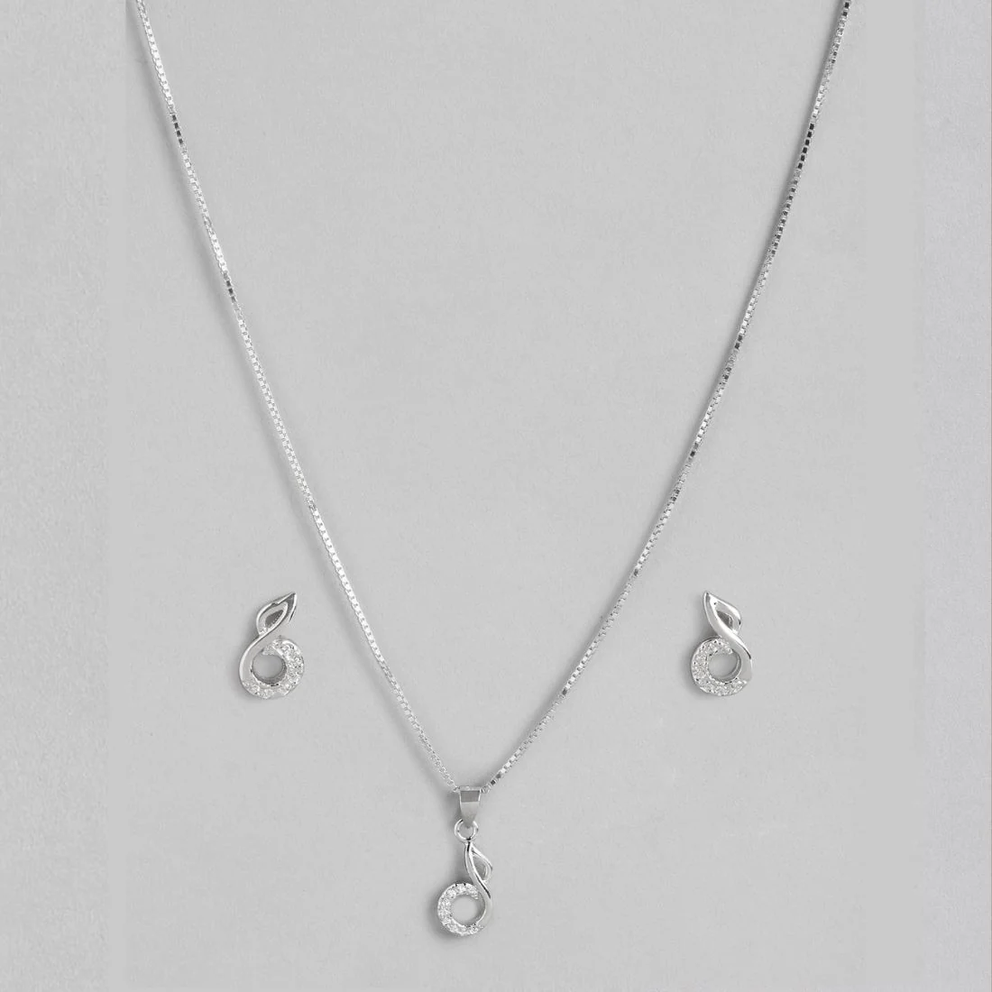 Abstract Allure Rhodium-Plated CZ 925 Sterling Silver Jewelry Set - Image 4