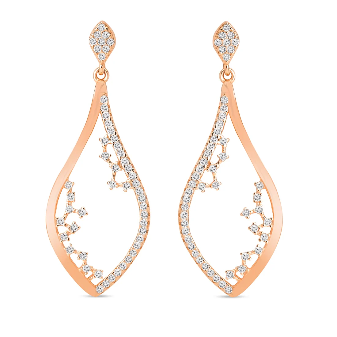Abstract Beauty Rose Gold Plated 925 Sterling Silver Stud Earrings - Image 4