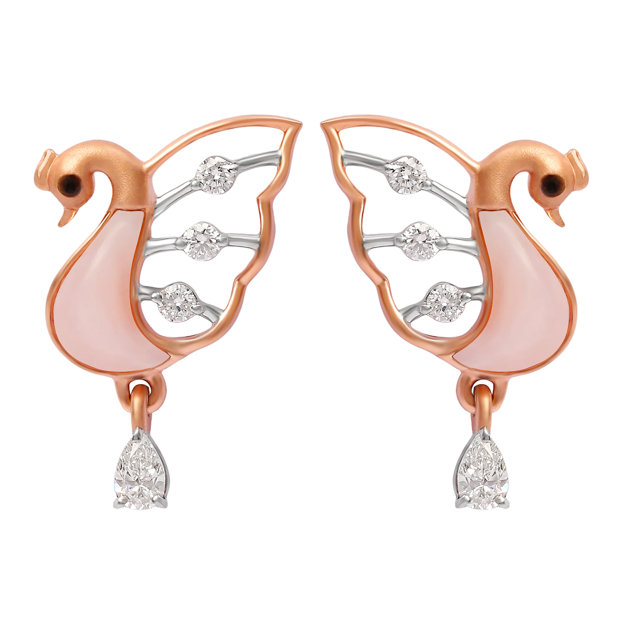 Radiant Gold Peacock Earrings with Lab-Grown Diamonds - Image 8
