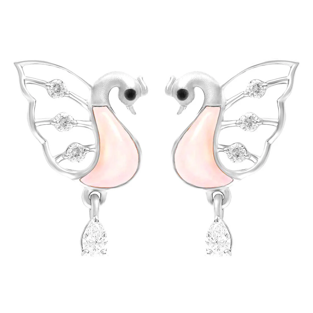 Radiant Gold Peacock Earrings with Lab-Grown Diamonds - Image 9