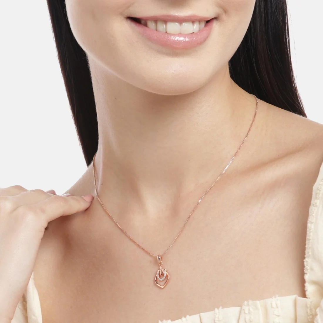 Hearty Radiant Rose Gold-Plated 925 Sterling Silver Pendant with Chain - Image 2