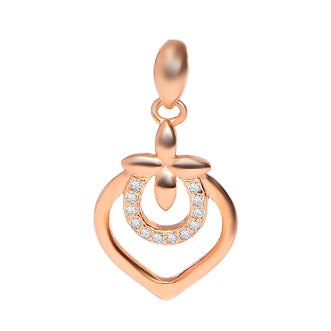 Hearty Radiant Rose Gold-Plated 925 Sterling Silver Pendant with Chain - Image 3