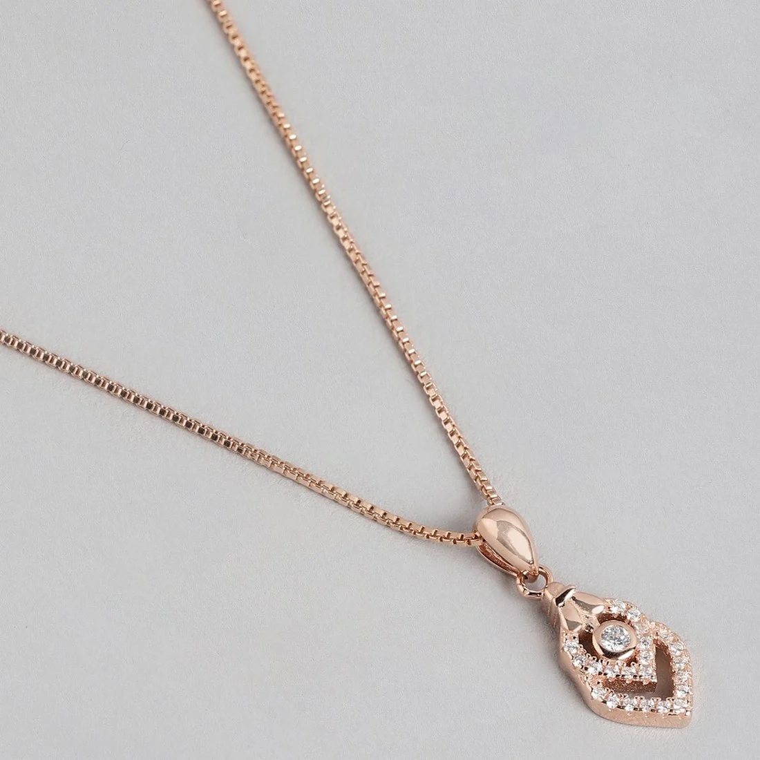 Hearty Elegance Radiant Rose Gold-Plated 925 Sterling Silver Pendant with Chain - Image 4