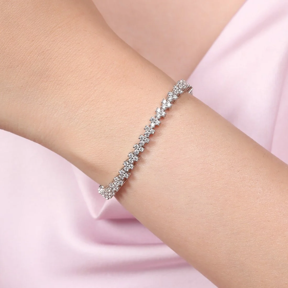 Abstract Elegance Rhodium Plated 925 Sterling Silver Bracelet - Image 5