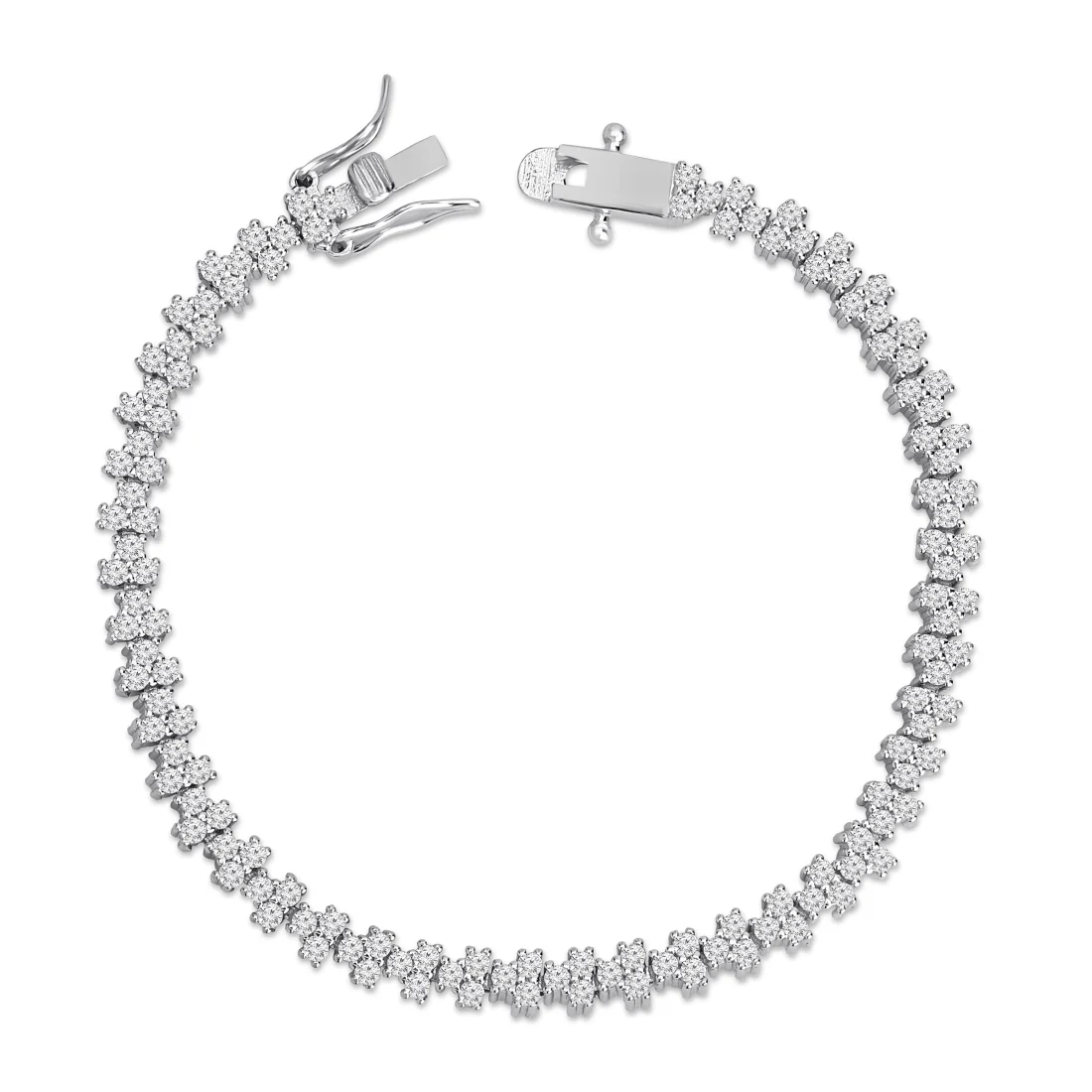 Abstract Elegance Rhodium Plated 925 Sterling Silver Bracelet - Image 6