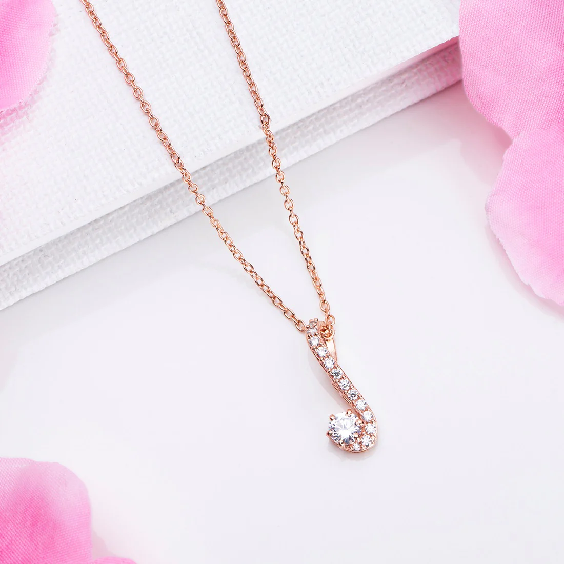 Abstract Elegance Rose Gold-Plated 925 Sterling Silver Necklace - Image 2