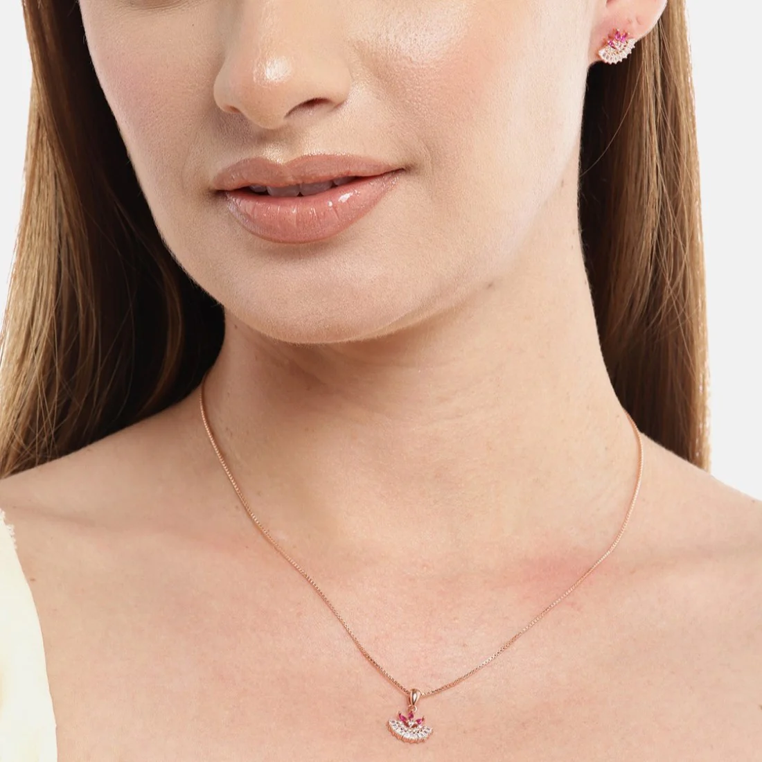 Floral Elegance Rose Gold-Plated CZ 925 Sterling Silver Jewelry Set - Image 2