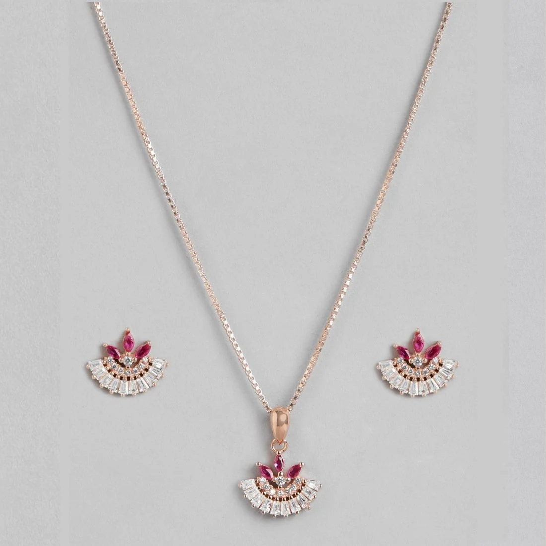 Floral Elegance Rose Gold-Plated CZ 925 Sterling Silver Jewelry Set - Image 3