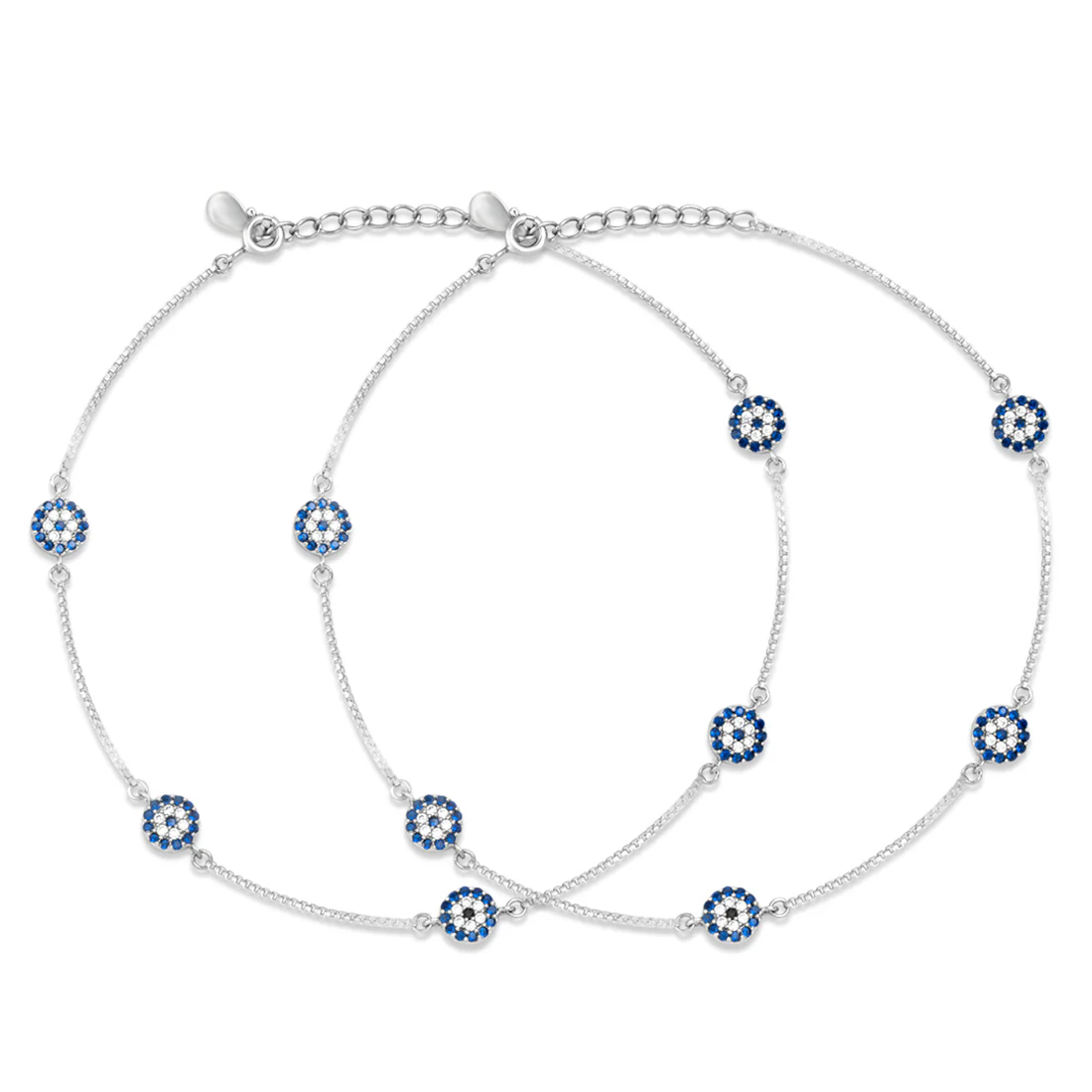 Abstract Floral Rhodium Plated 925 Sterling Silver Anklet - Image 3