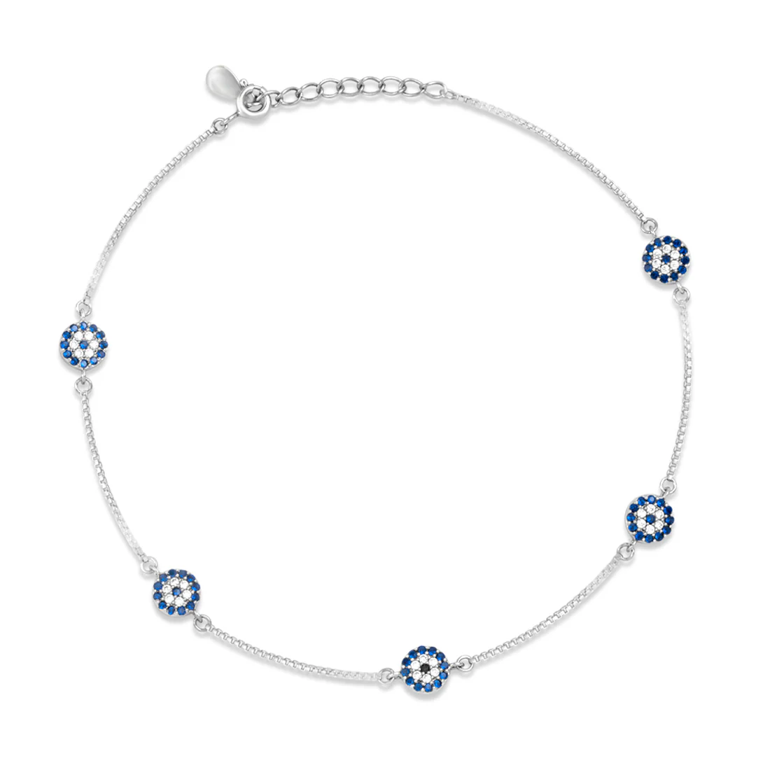 Abstract Floral Rhodium Plated 925 Sterling Silver Anklet - Image 4