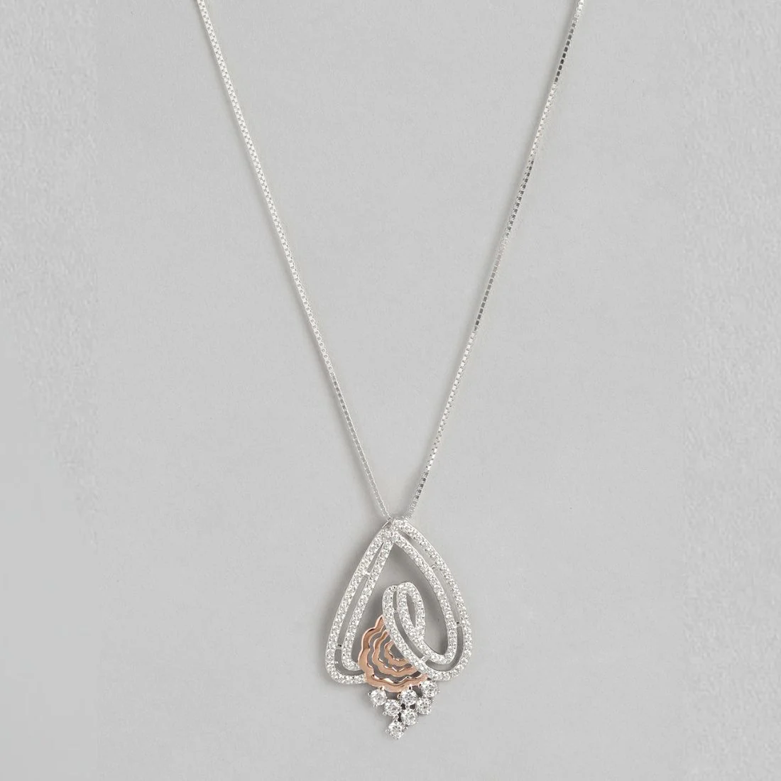 Abstract Fusion Brilliance CZ Dual Tone-Plated 925 Sterling Silver Necklace - Image 5