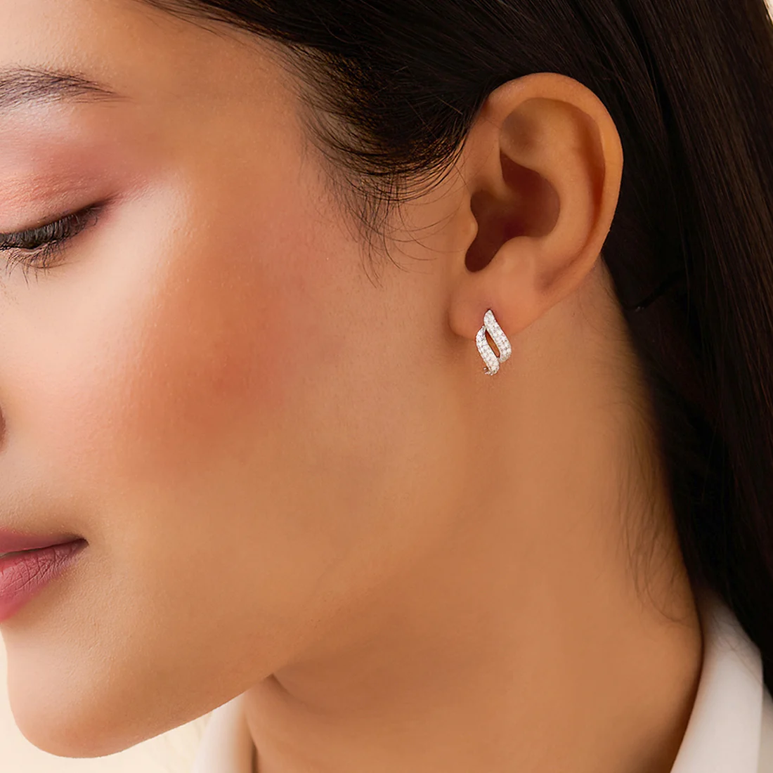 Dancing Wave Silver Rhodium Plated Earrings - Image 2