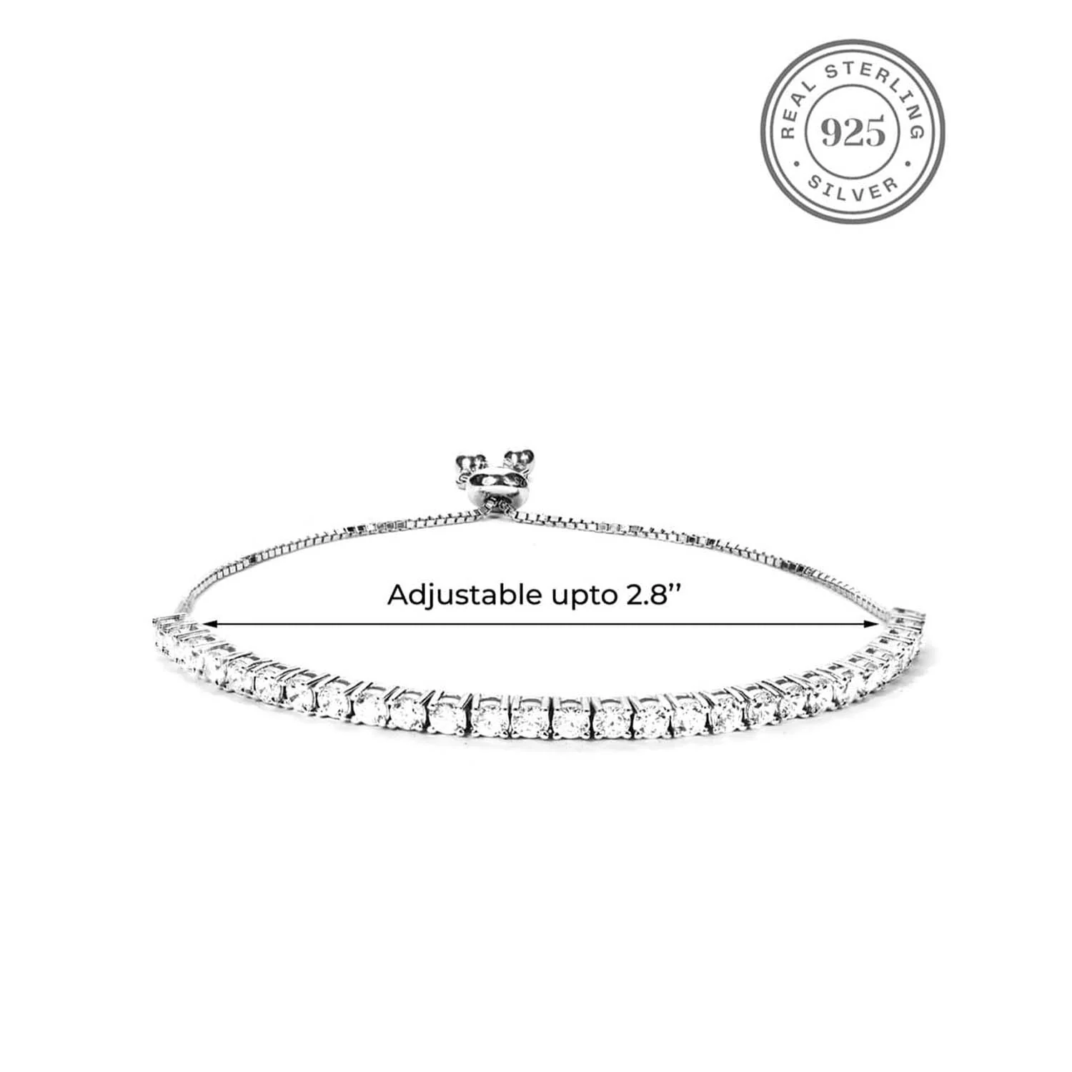 Adjustable single line 3mm solitaire CZ 925 Silver Bracelet | With Certificate of Authenticity and 925 Hallmark - Image 4