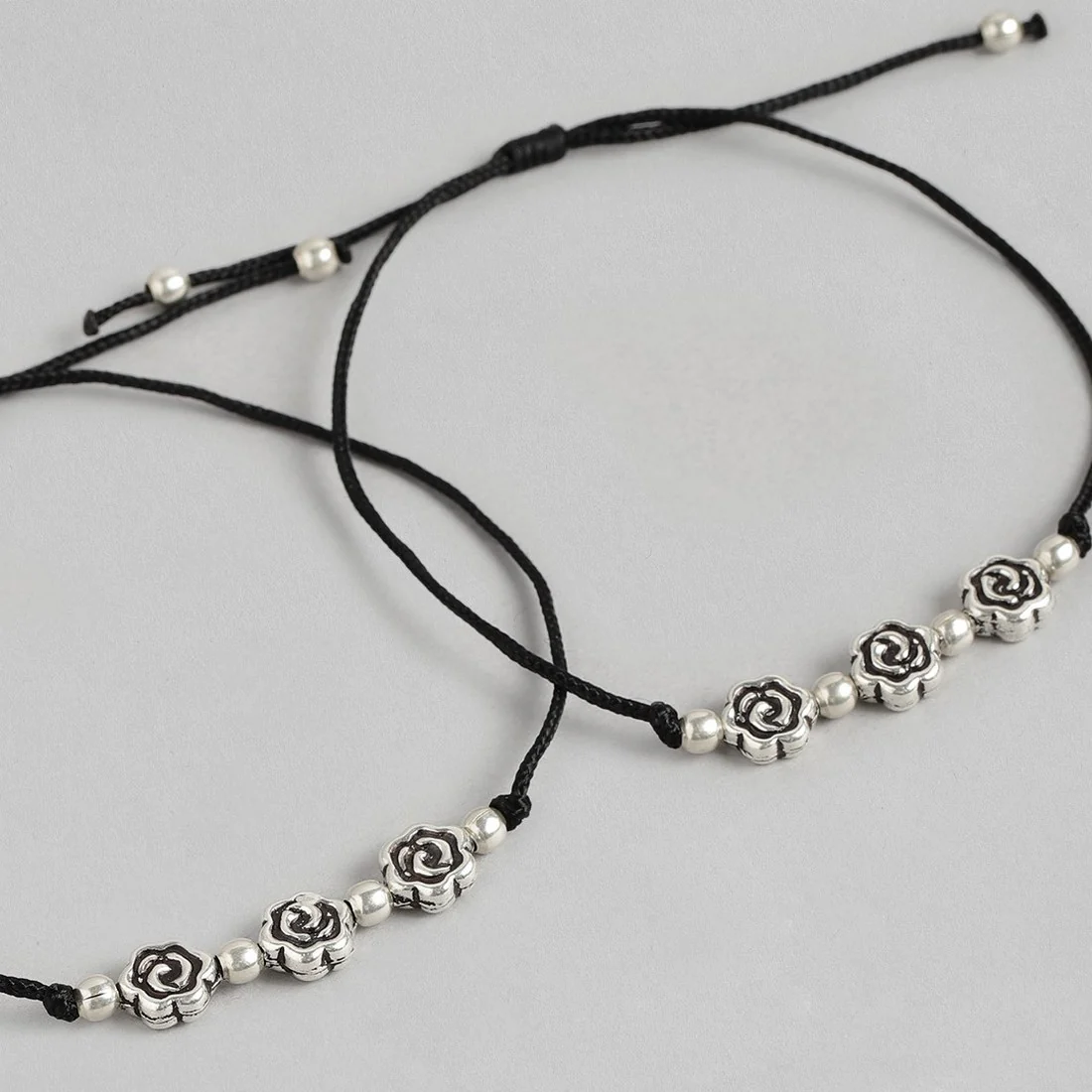 Trio Flower 925 Sterling Silver Thread Anklet - Image 6