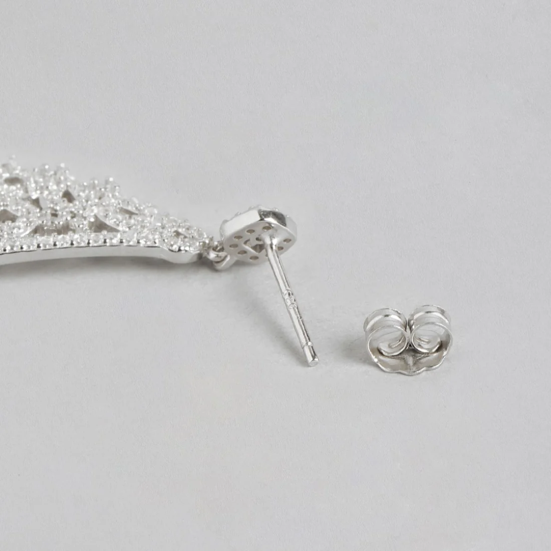 Abstract CZ Elegance Rhodium-Plated 925 Sterling Silver Earrings - Image 5