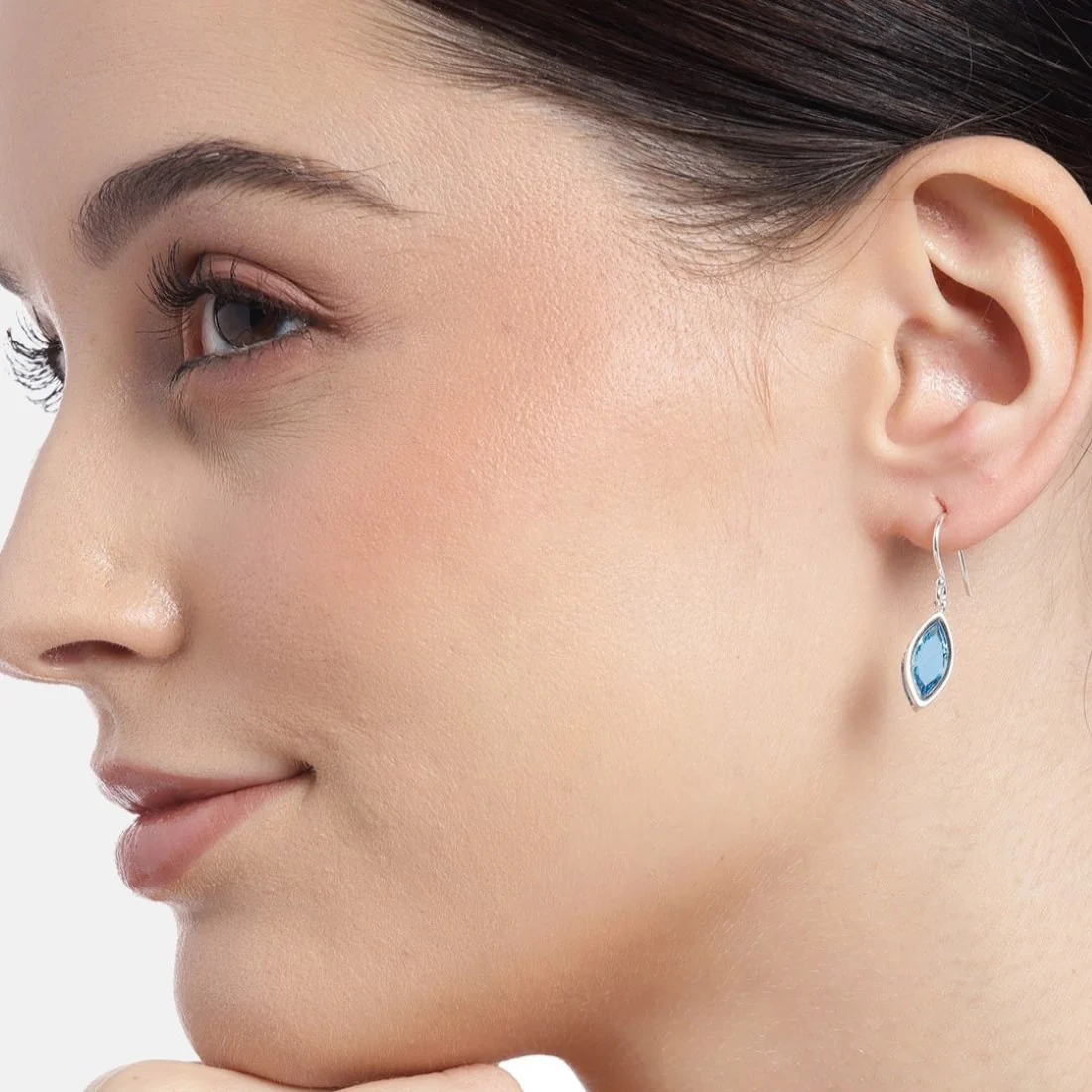 Azure Cascade Rhodium Plated Blue CZ 925 Sterling Silver Drop Earrings - Image 2