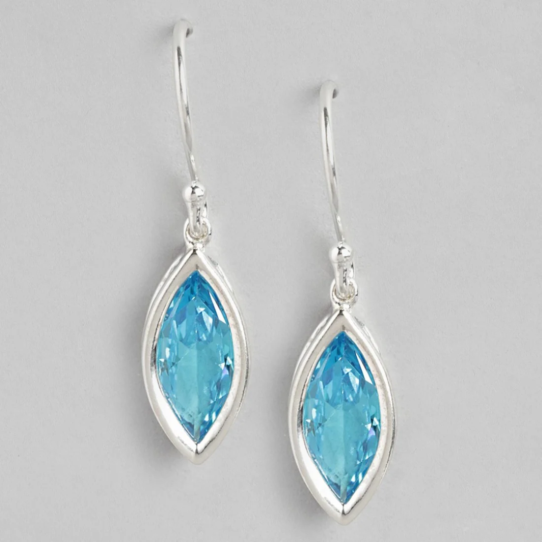 Azure Cascade Rhodium Plated Blue CZ 925 Sterling Silver Drop Earrings - Image 3