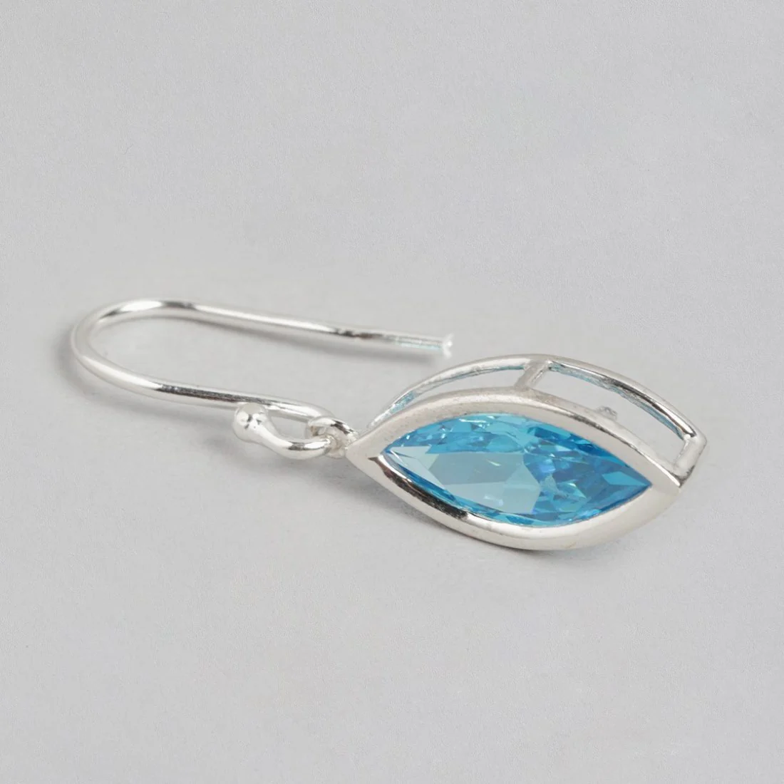 Azure Cascade Rhodium Plated Blue CZ 925 Sterling Silver Drop Earrings - Image 4