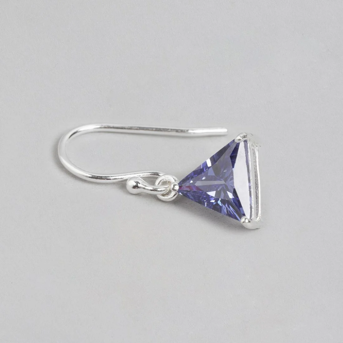 Azure Triangles Rhodium Plated Blue CZ 925 Sterling Silver Earrings - Image 4