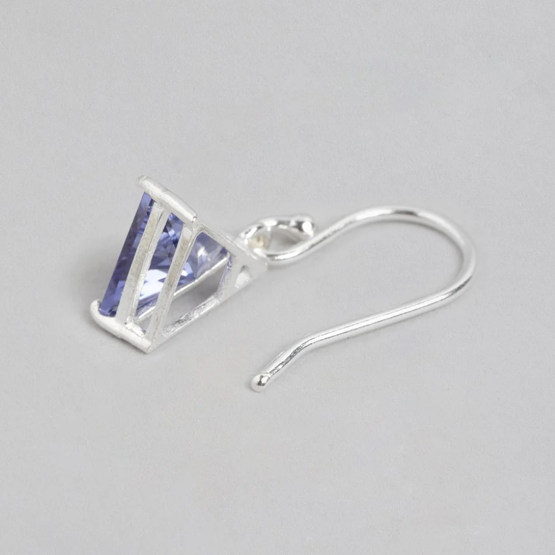 Azure Triangles Rhodium Plated Blue CZ 925 Sterling Silver Earrings - Image 5