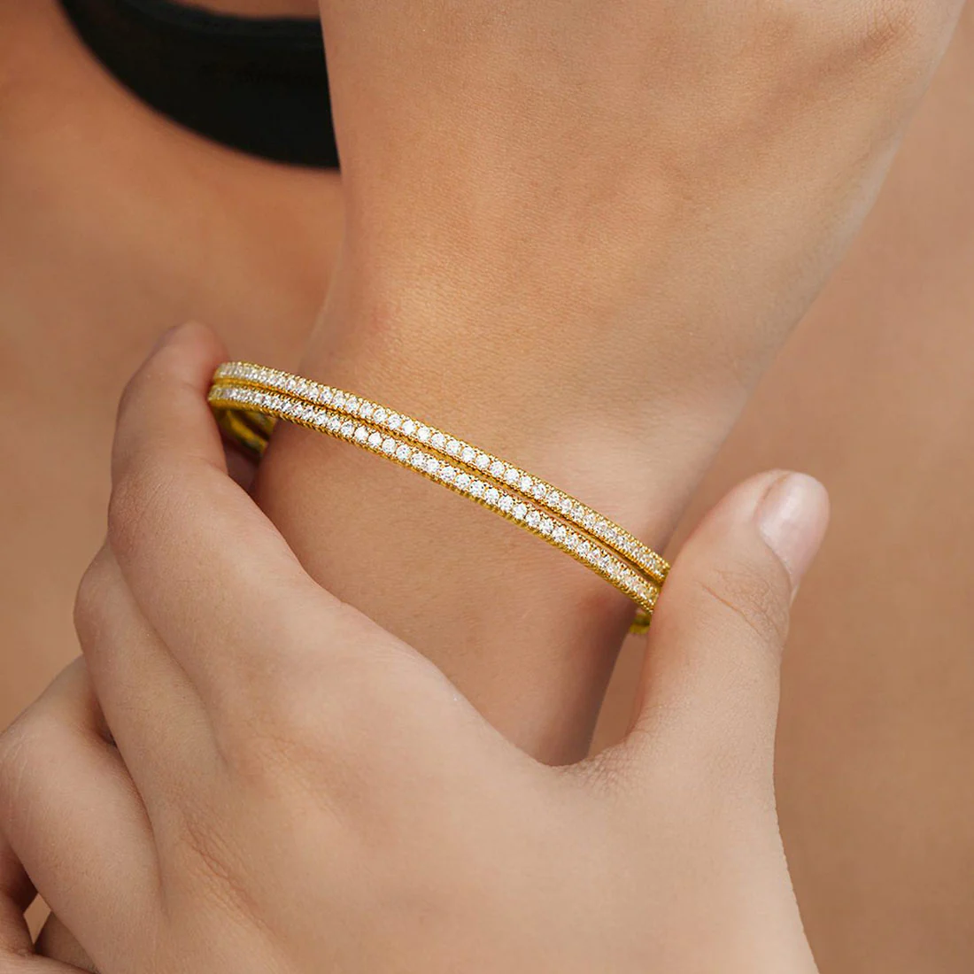 Elegant 925 Sterling Silver Gold Plated Bangles - Image 4