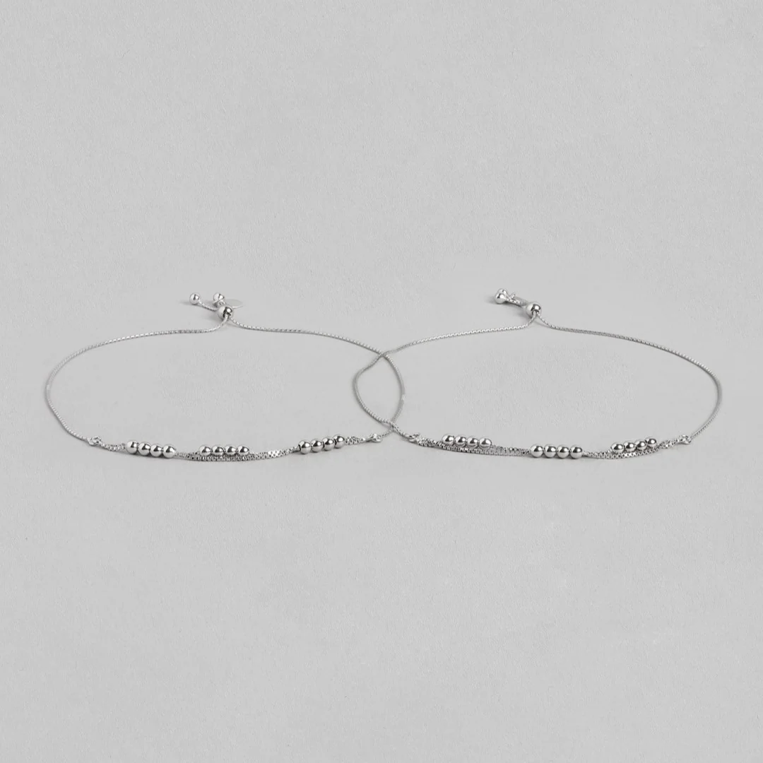 Ballroom Radiance Rhodium-Plated 925 Sterling Silver Anklet with Box Chain - Image 4