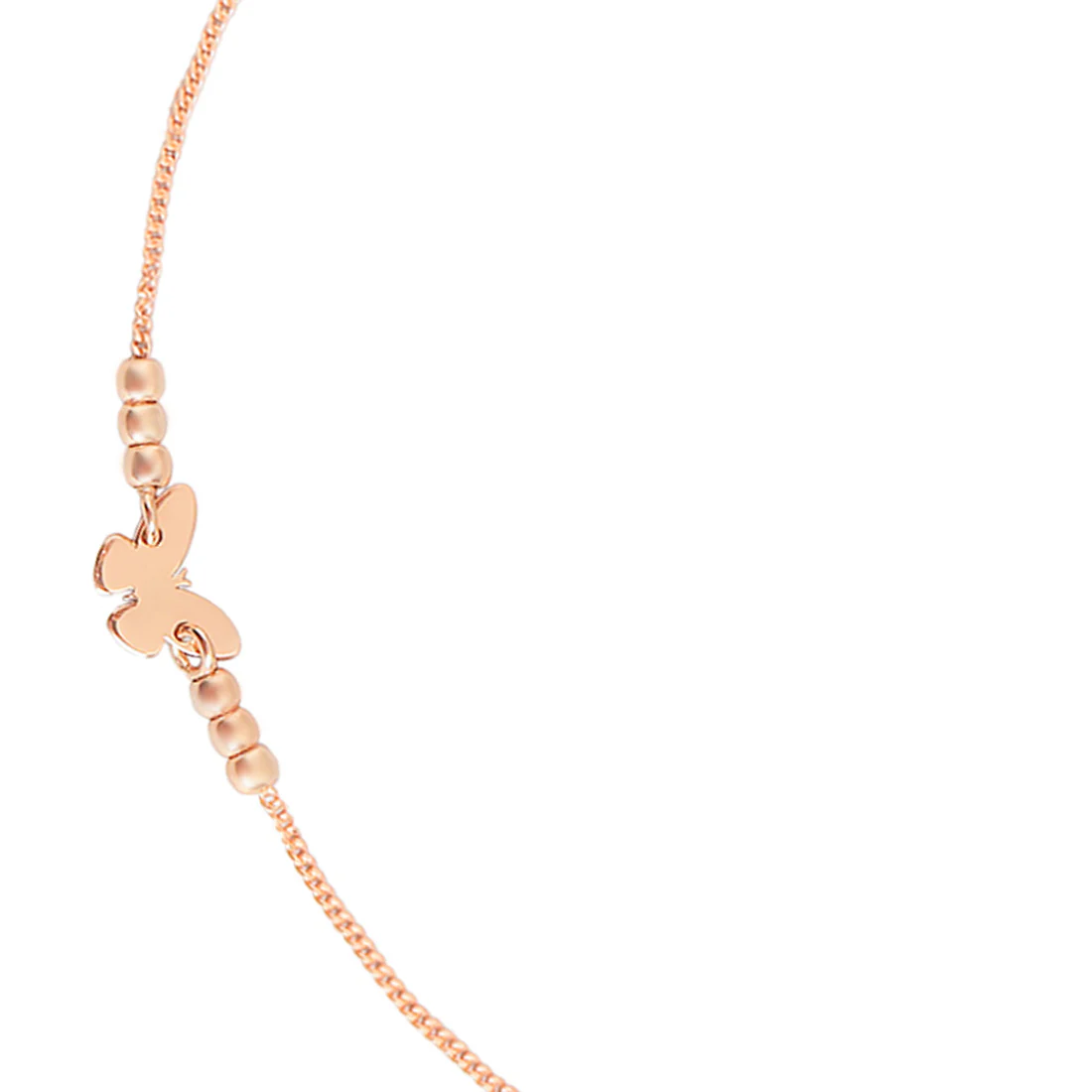 Beaded Butterfly Rose Gold Plated 925 Sterling Silver Anklet - Image 8
