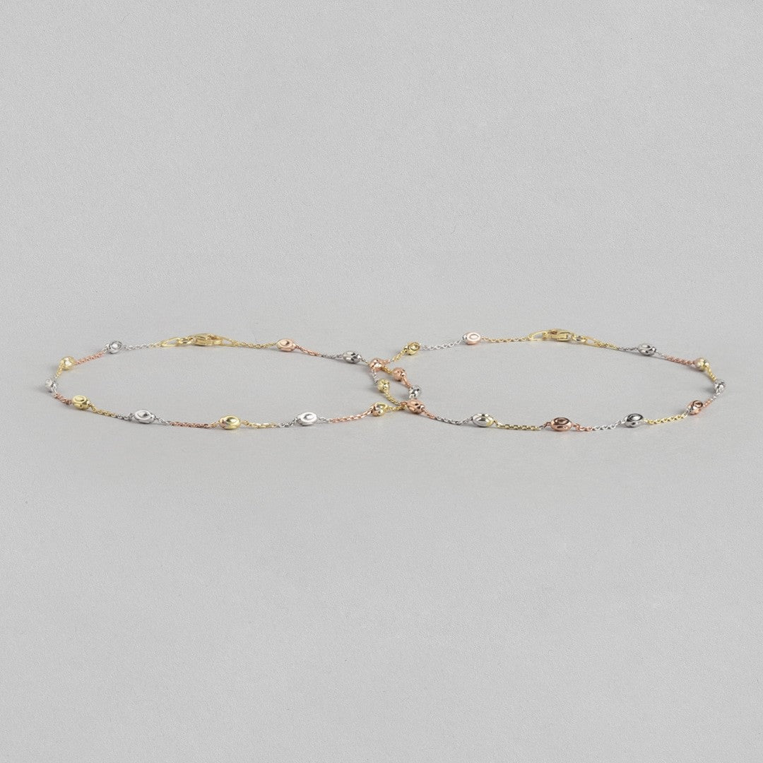 Beaded Chain Beauty Triple Tone 925 Sterling Silver Chain Anklet Gift Hamper - Image 7