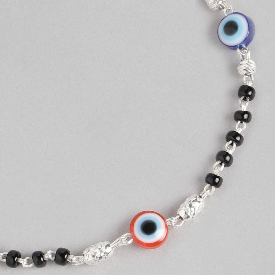 Beaded Evil Eye 925 Sterling Silver Chain Bracelet - Image 9
