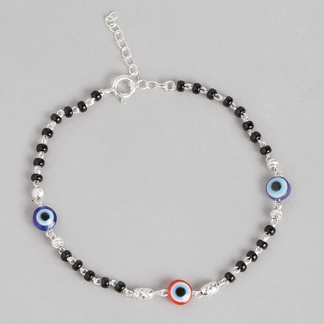 Beaded Evil Eye 925 Sterling Silver Chain Bracelet - Image 8
