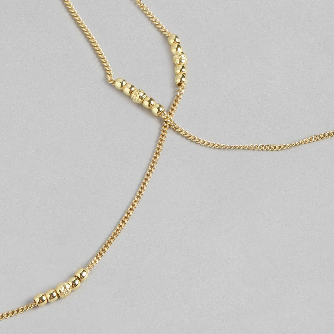 Beaded Gold-Plated 925 Sterling Silver Chained Anklet - Image 5