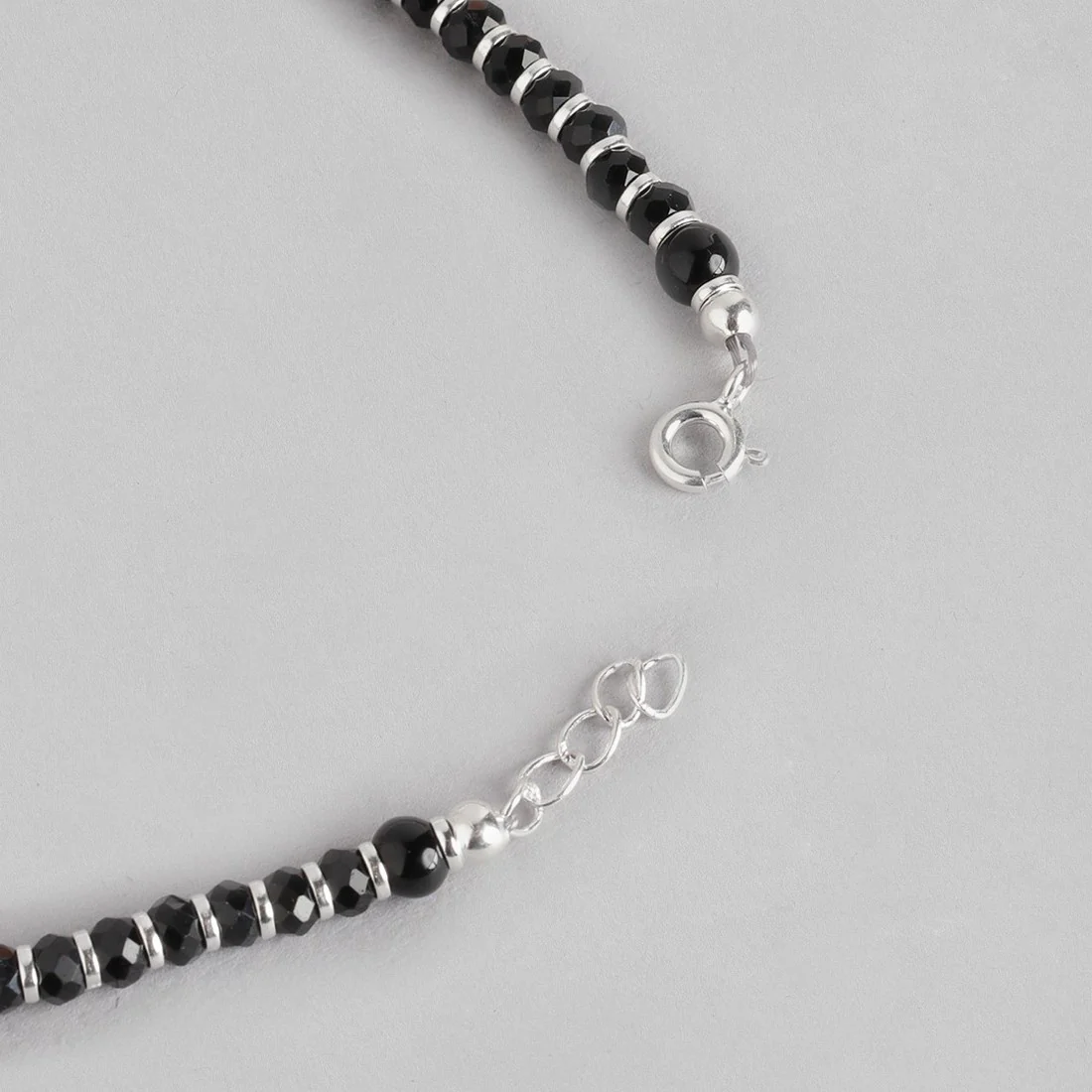 Black Bead Stones 925 Sterling Silver Anklet - Image 7