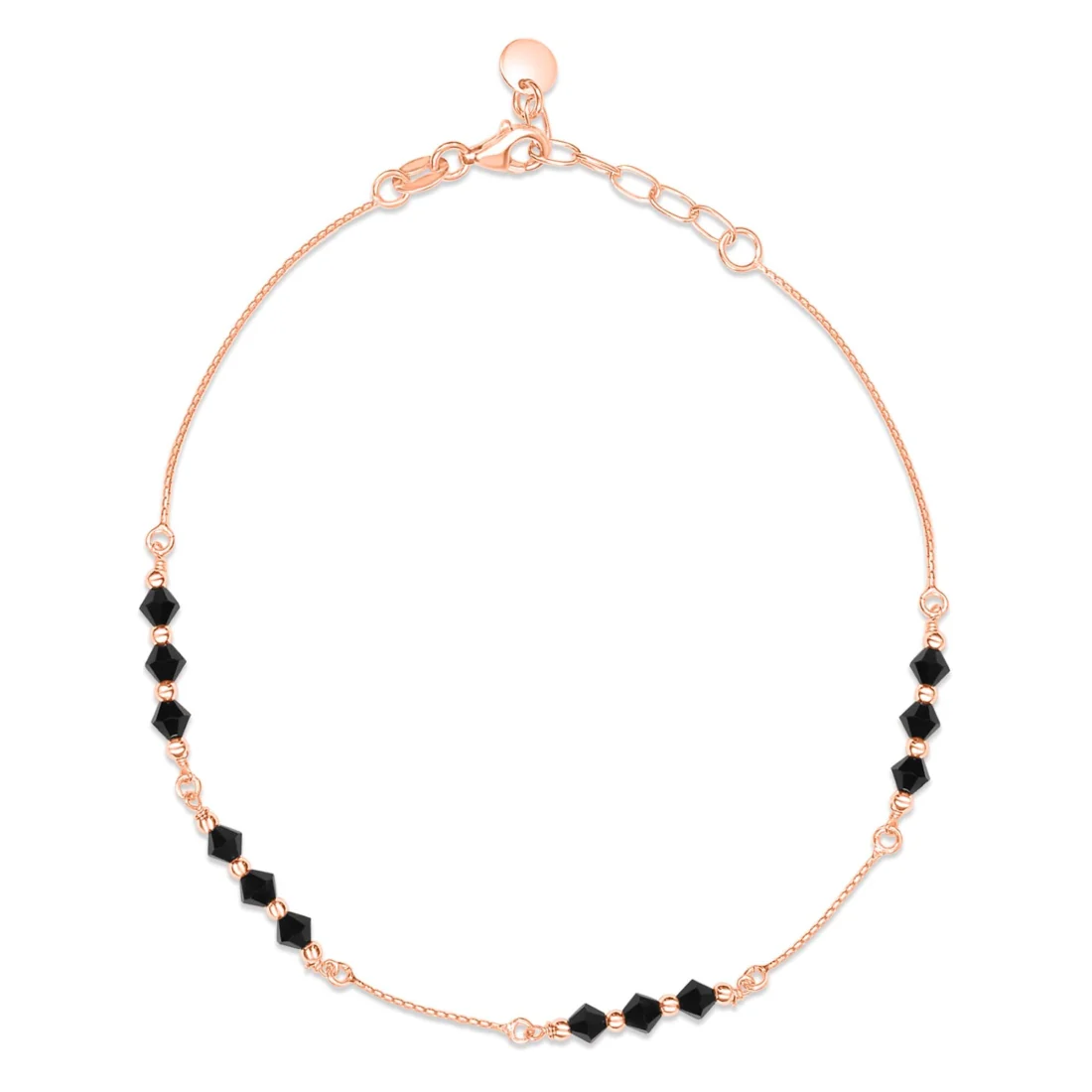 Black Beauty Rose Gold Plated 925 Sterling Silver Adjustable Chain Anklet - Image 4