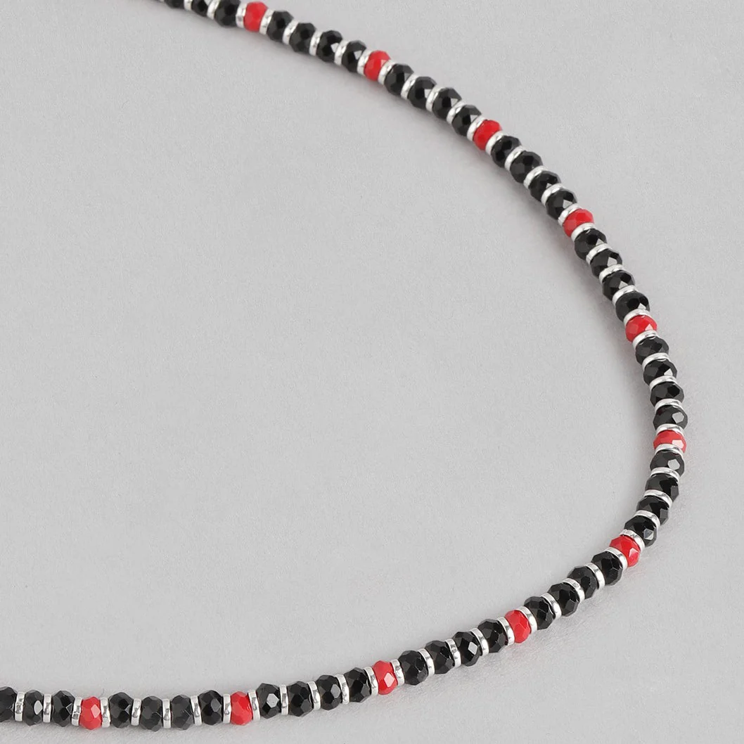 Black & Red Beads 925 Sterling Silver Necklace - Image 5