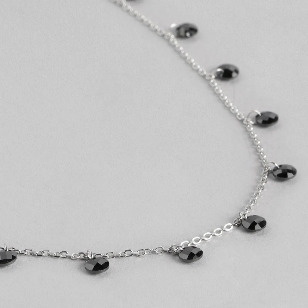 Black Rose Drops 925 Sterling Silver CZ Necklace - Image 6