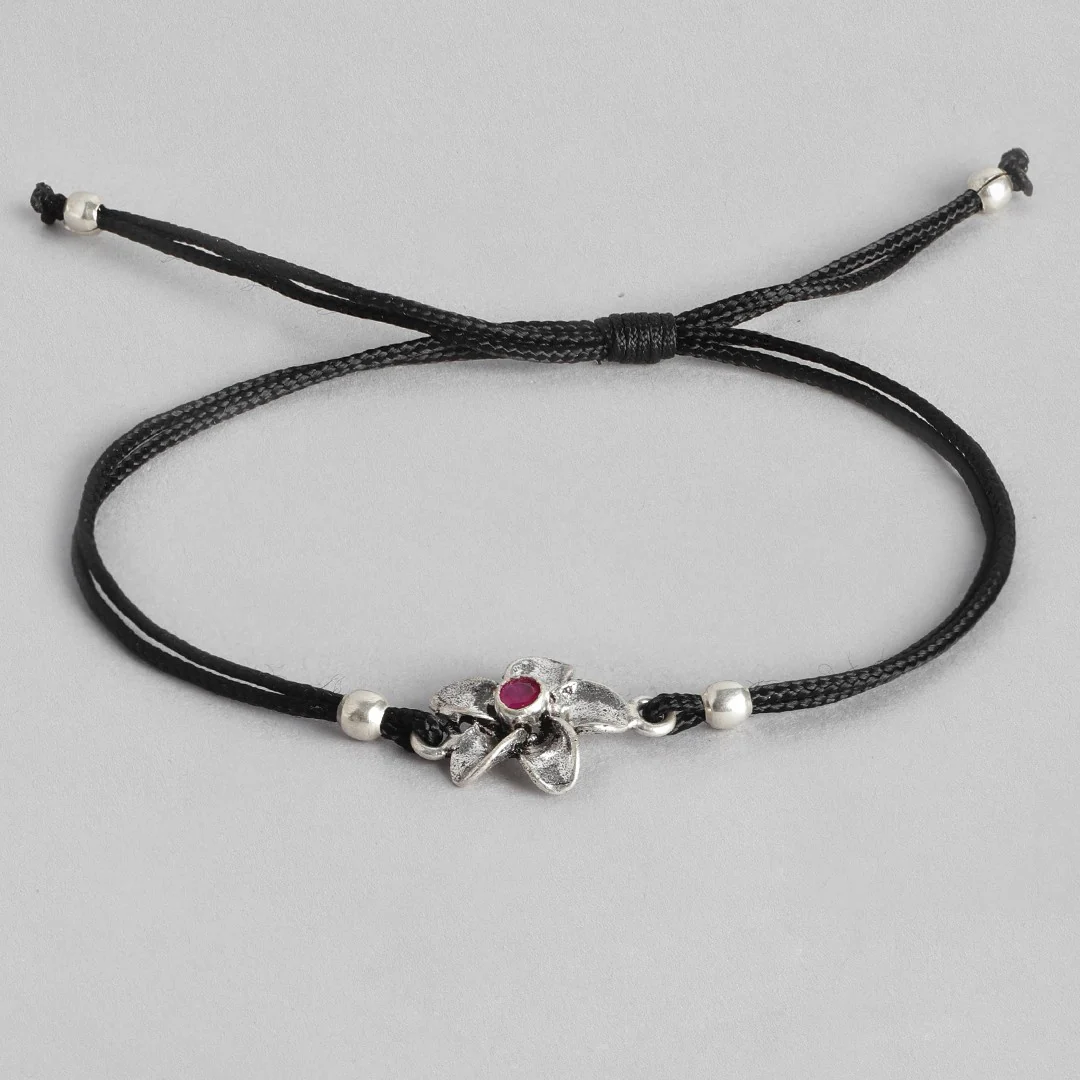 Black Thread Woven Thread Anklets in 925 Sterling Silver - Image 5