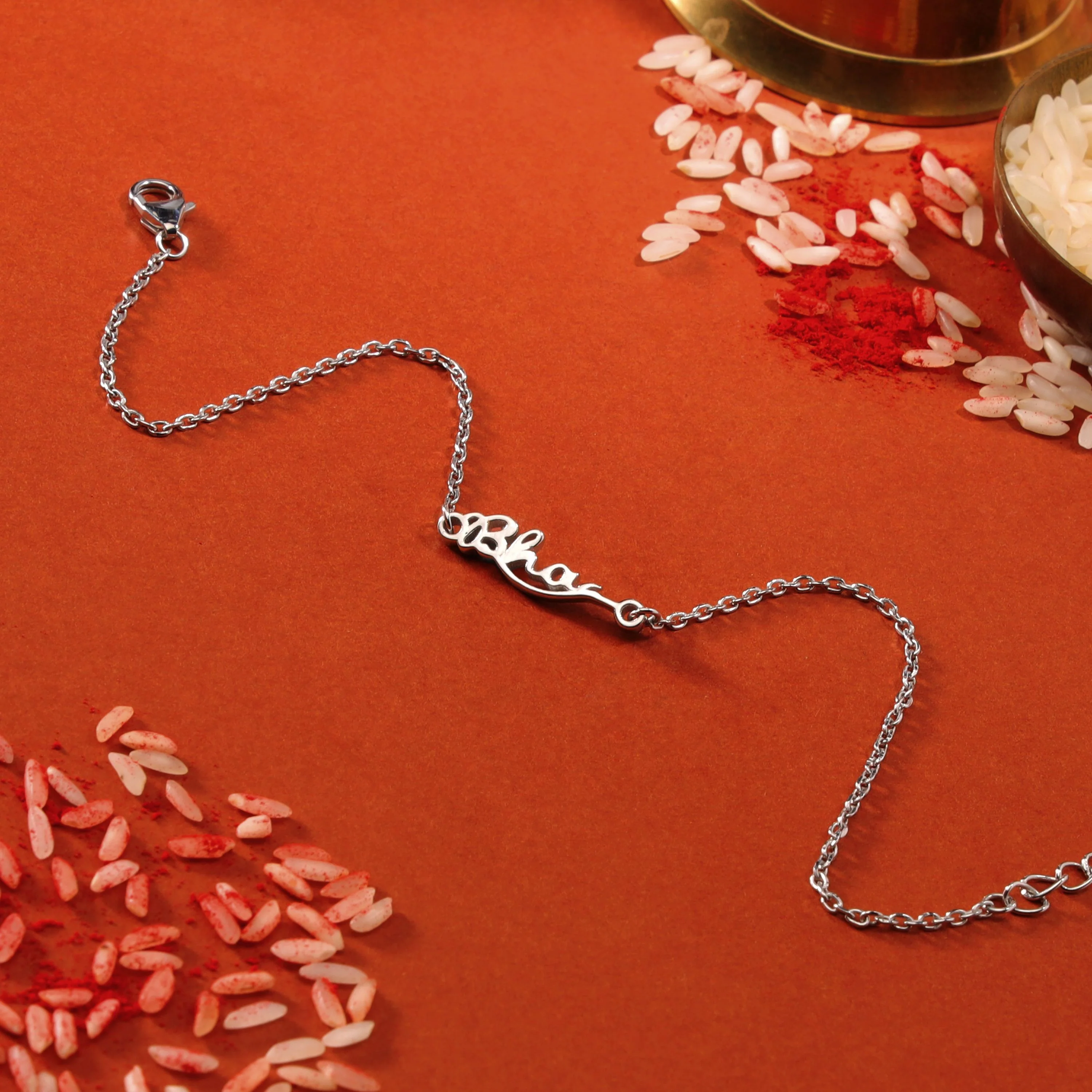 Blessed Bhai Rhodium-Plated 925 Sterling Silver Adjustable Link Chain Rakhi For Him